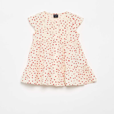 Printed plumetis dress RED