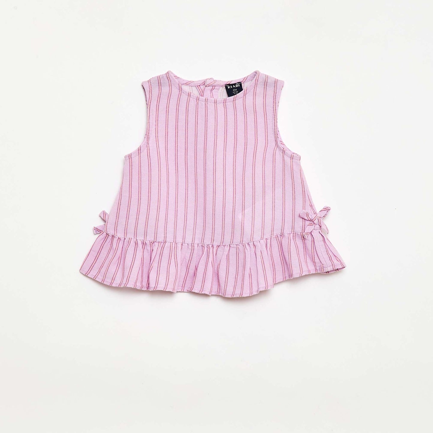 Sleeveless blouse with ruffles and bows PURPLE