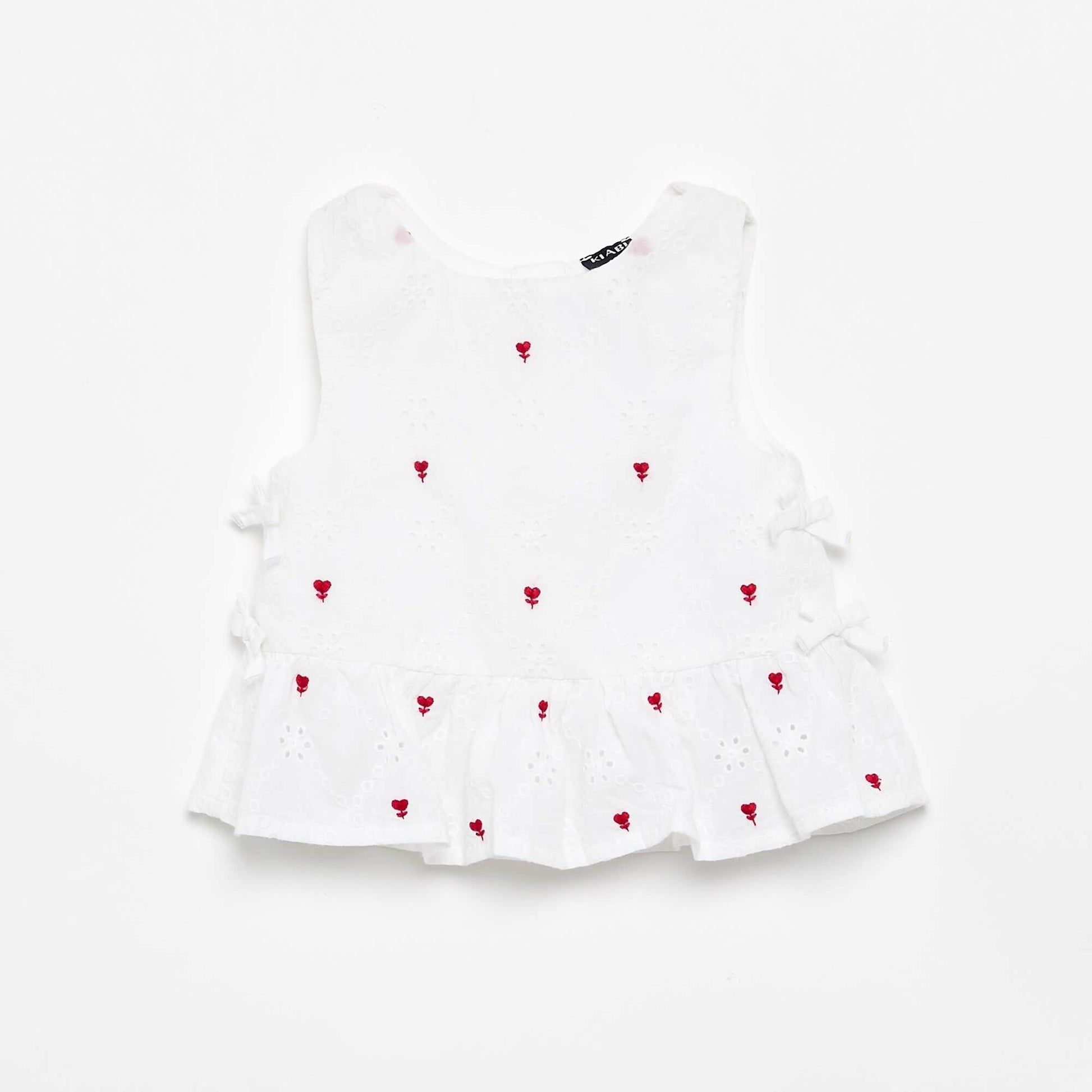 Sleeveless Blouse with Embroidery BEIGE