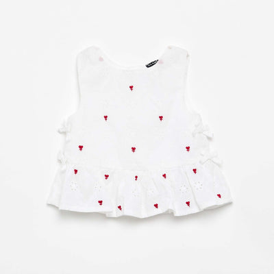 Sleeveless Blouse with Embroidery BEIGE