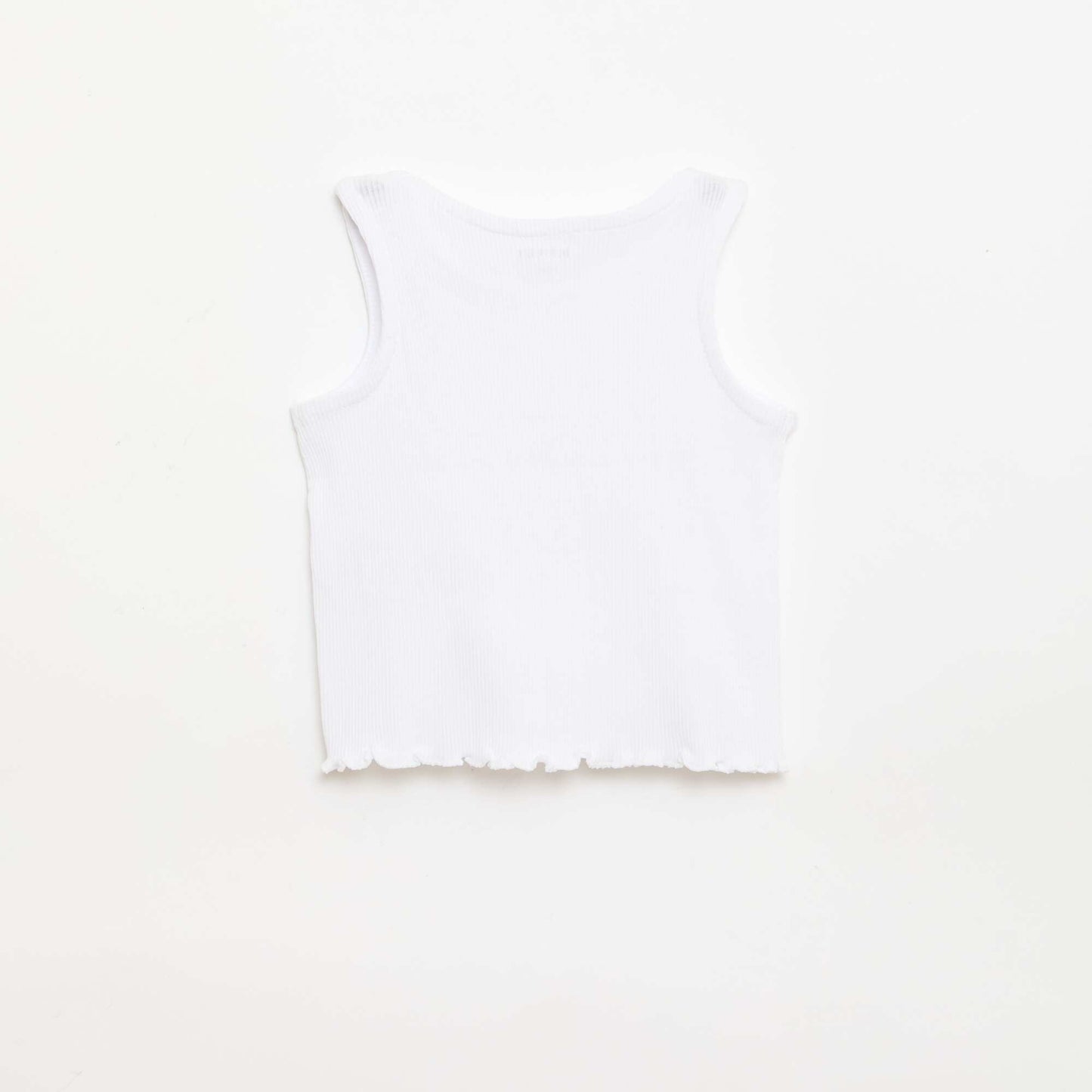 Ribbed tank top with wavy hem WHITE