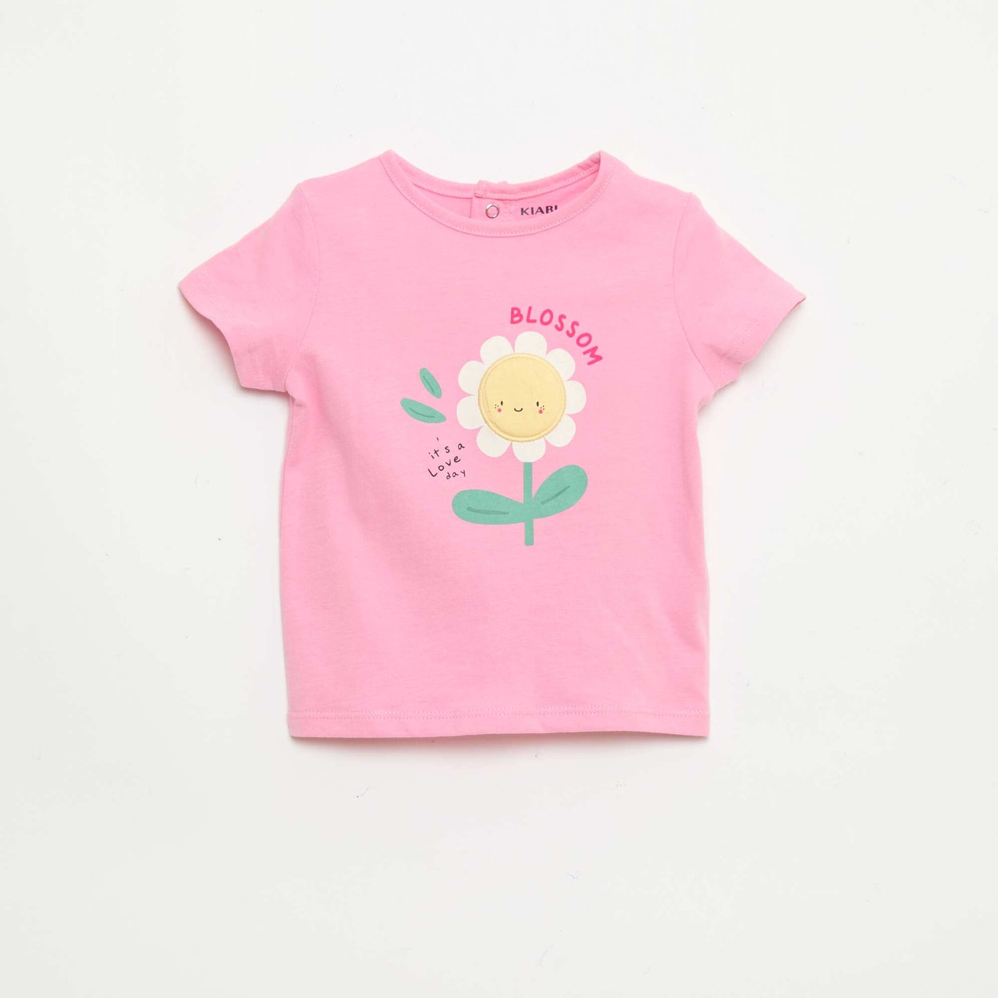 Printed and embroidered short-sleeved T-shirt PINK