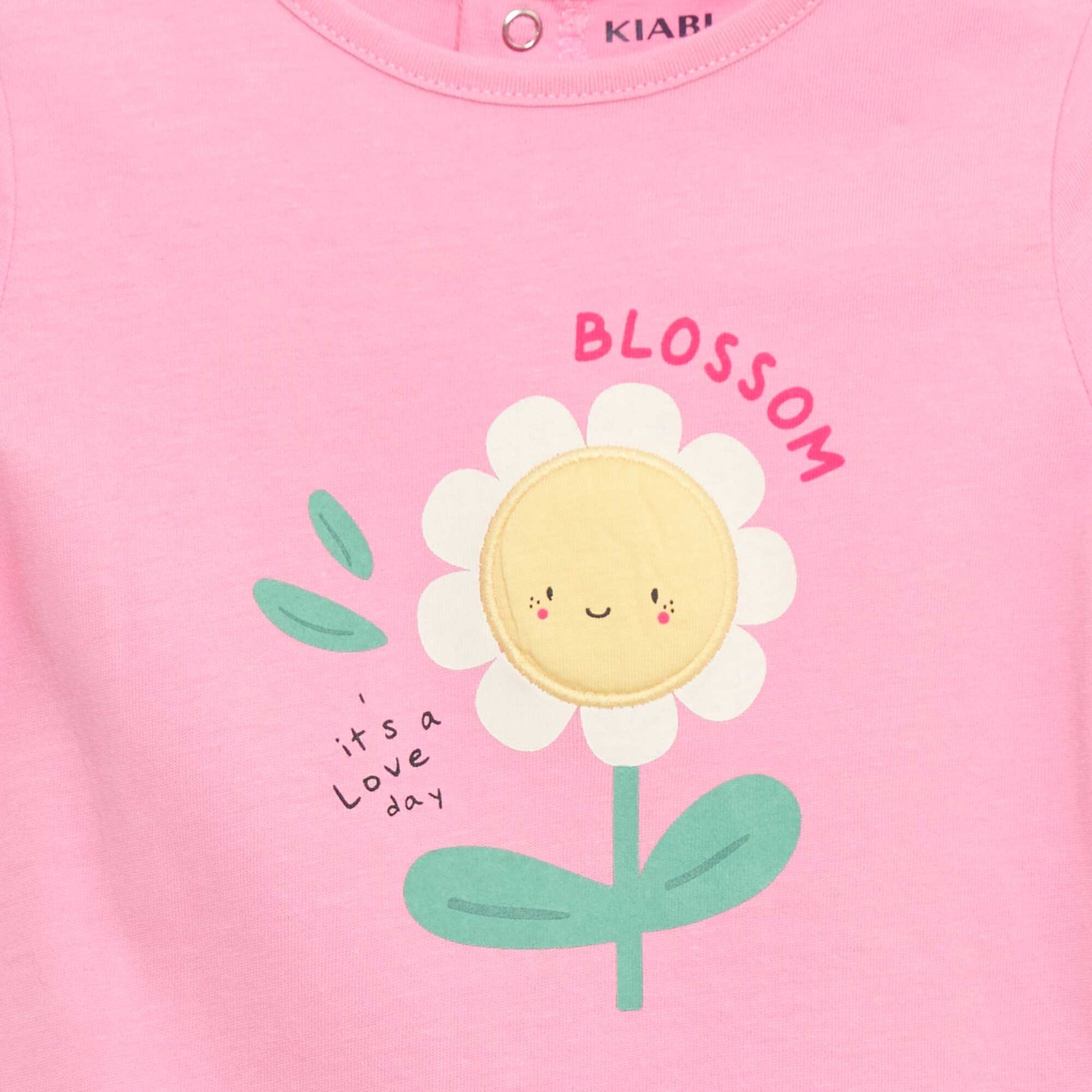 Printed and embroidered short-sleeved T-shirt PINK