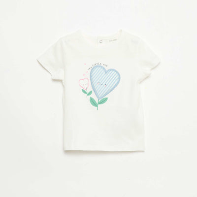 Printed and embroidered short-sleeved T-shirt WHITE