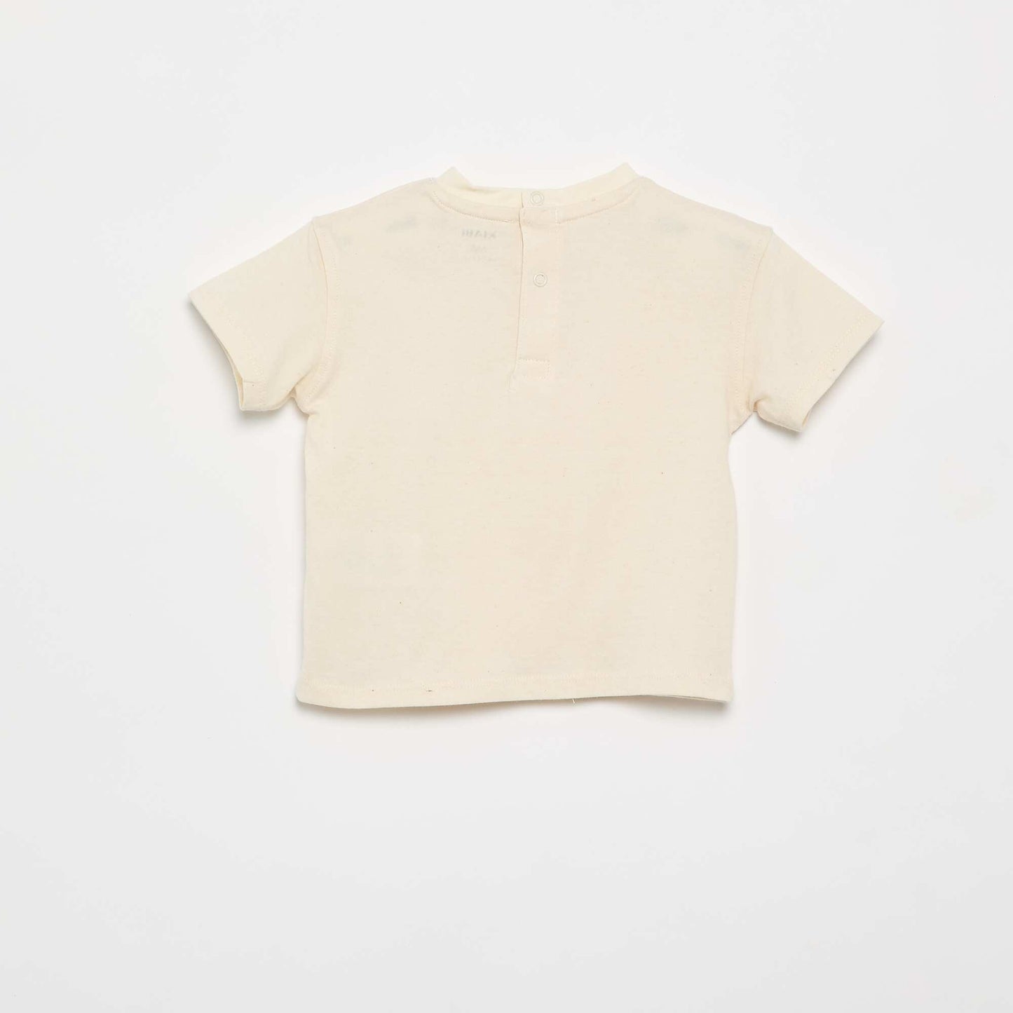 Solid T-shirt with fancy floral collar BEIGE