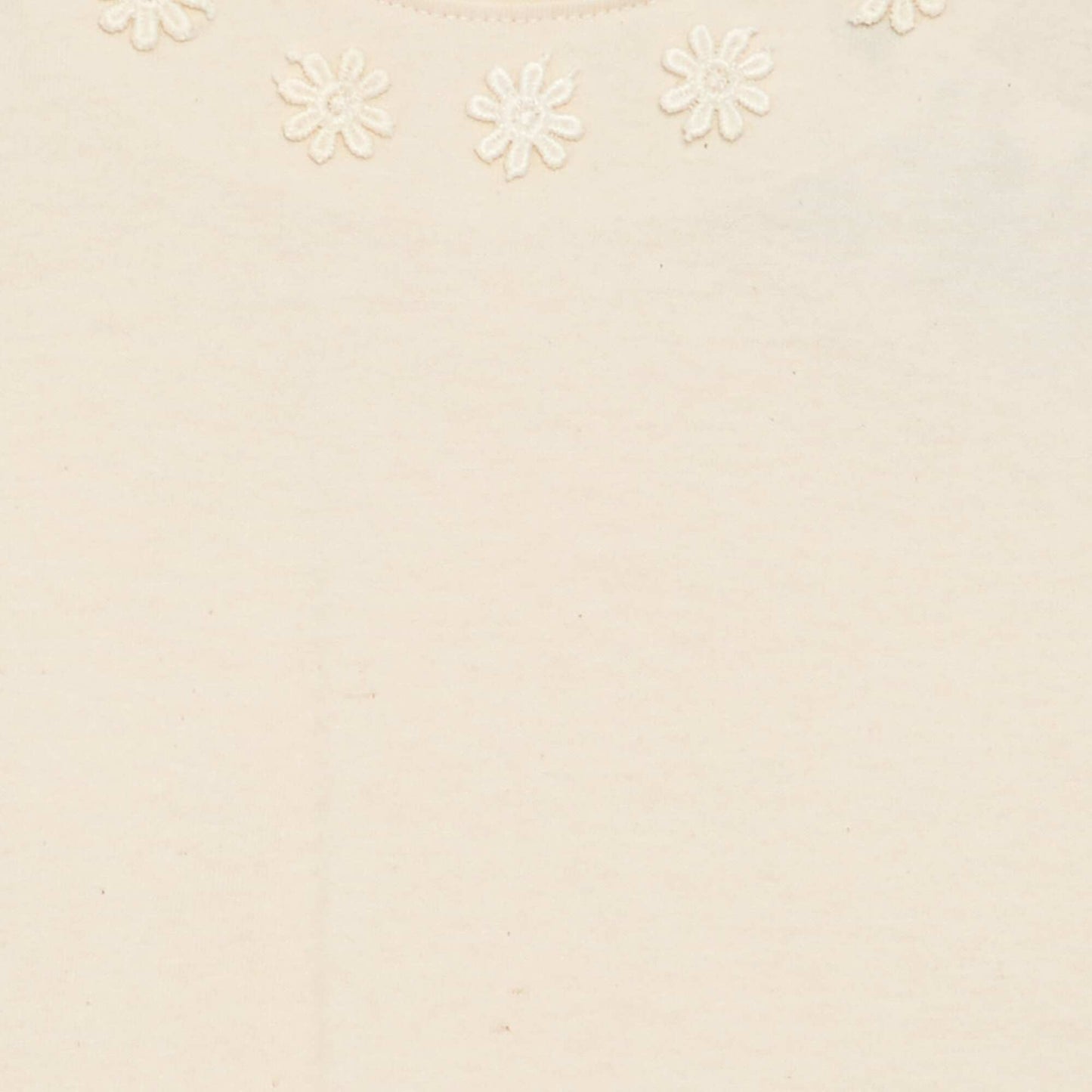 Solid T-shirt with fancy floral collar BEIGE