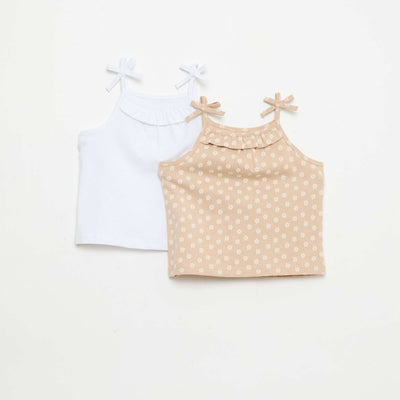 Pack of 2 Strap Tank Tops BEIGE