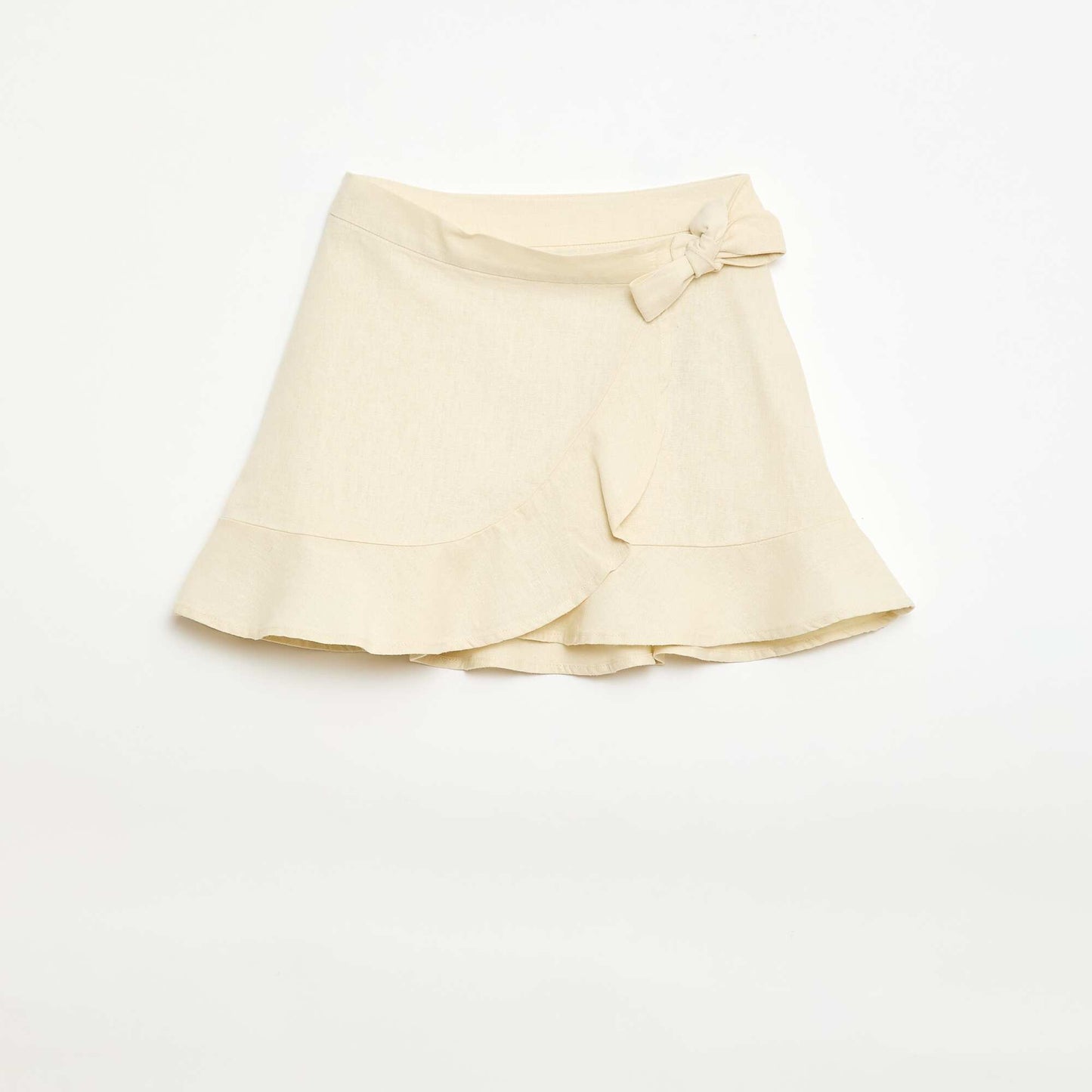 Mixed Linen Ruffle Skirt WHITE