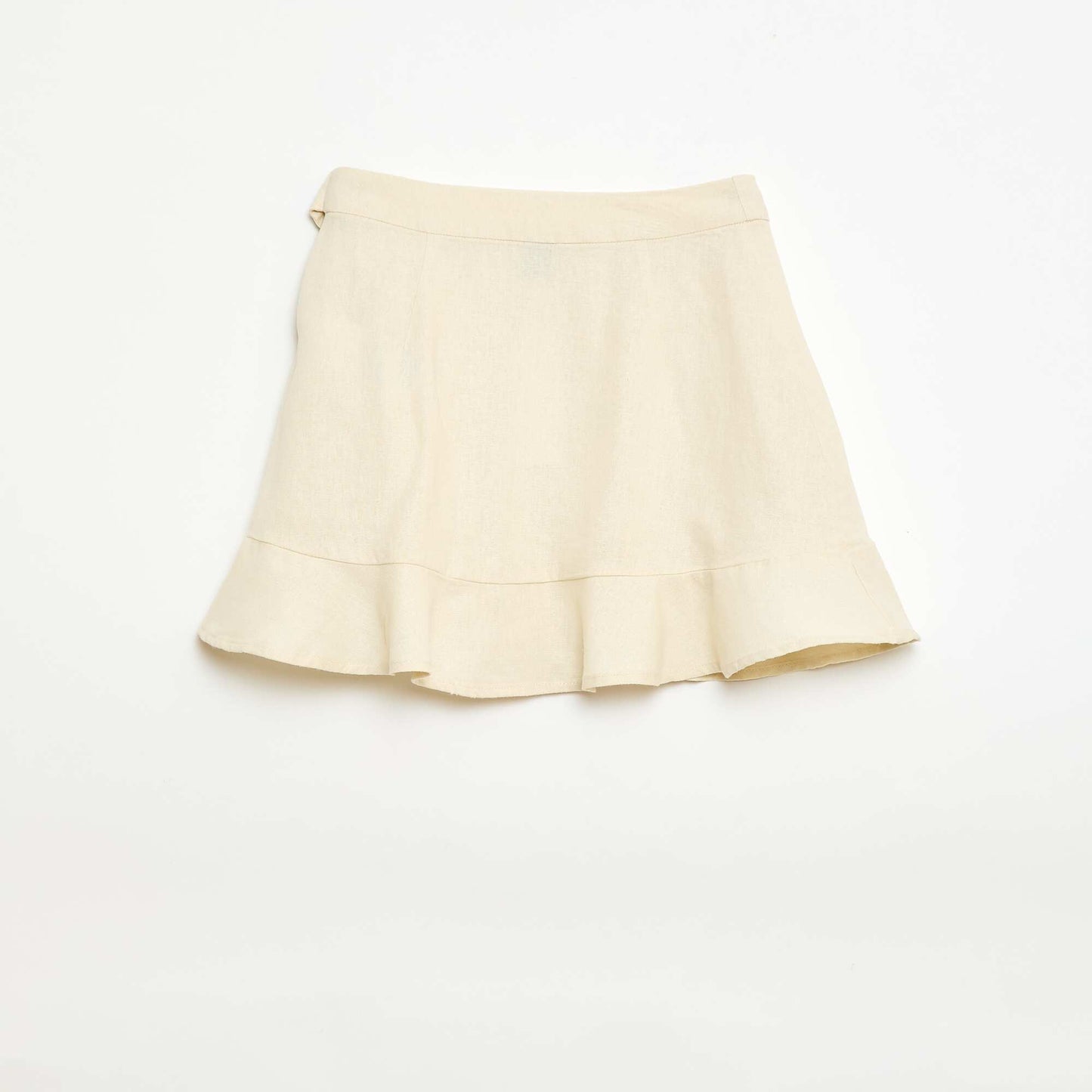Mixed Linen Ruffle Skirt WHITE