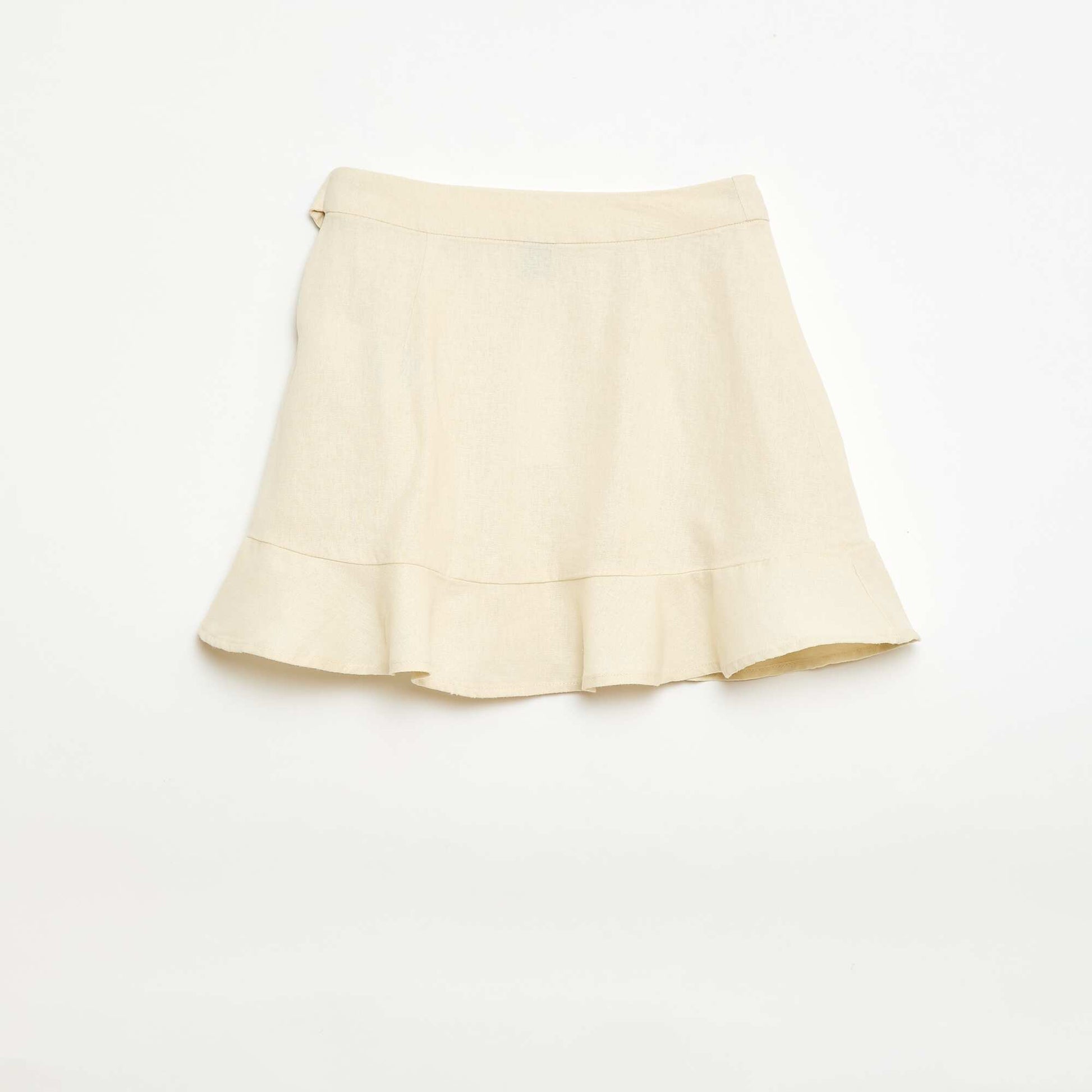 Mixed Linen Ruffle Skirt WHITE