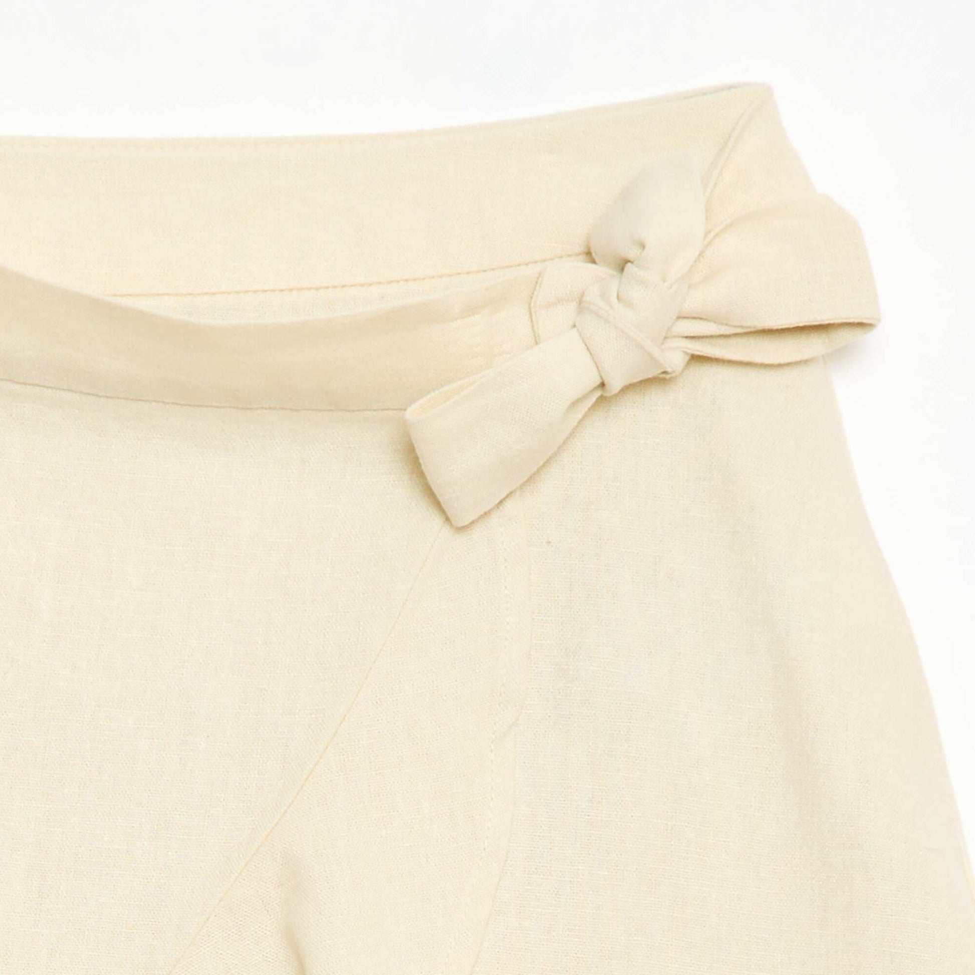 Mixed Linen Ruffle Skirt WHITE