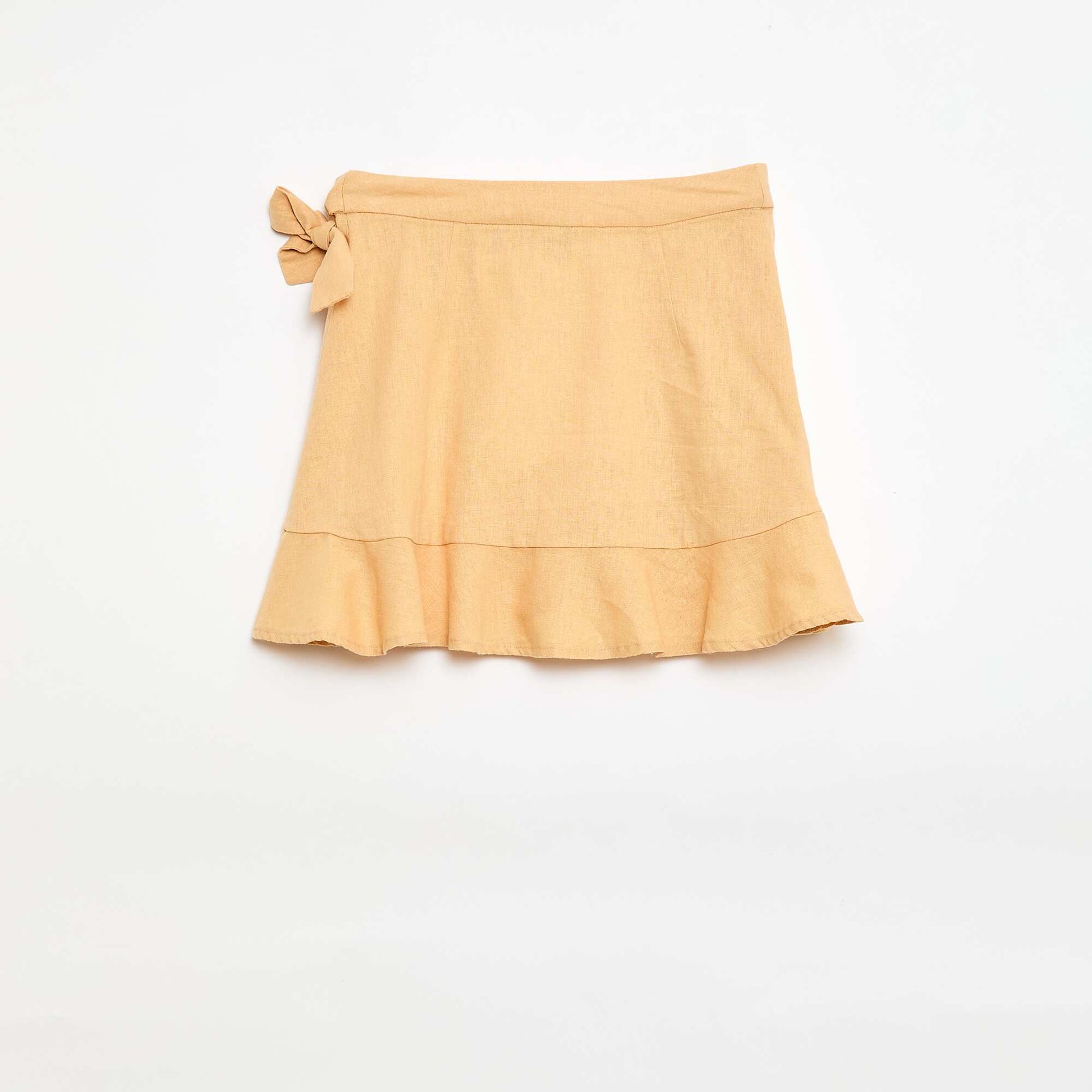 Mixed Linen Ruffle Skirt YELLOW