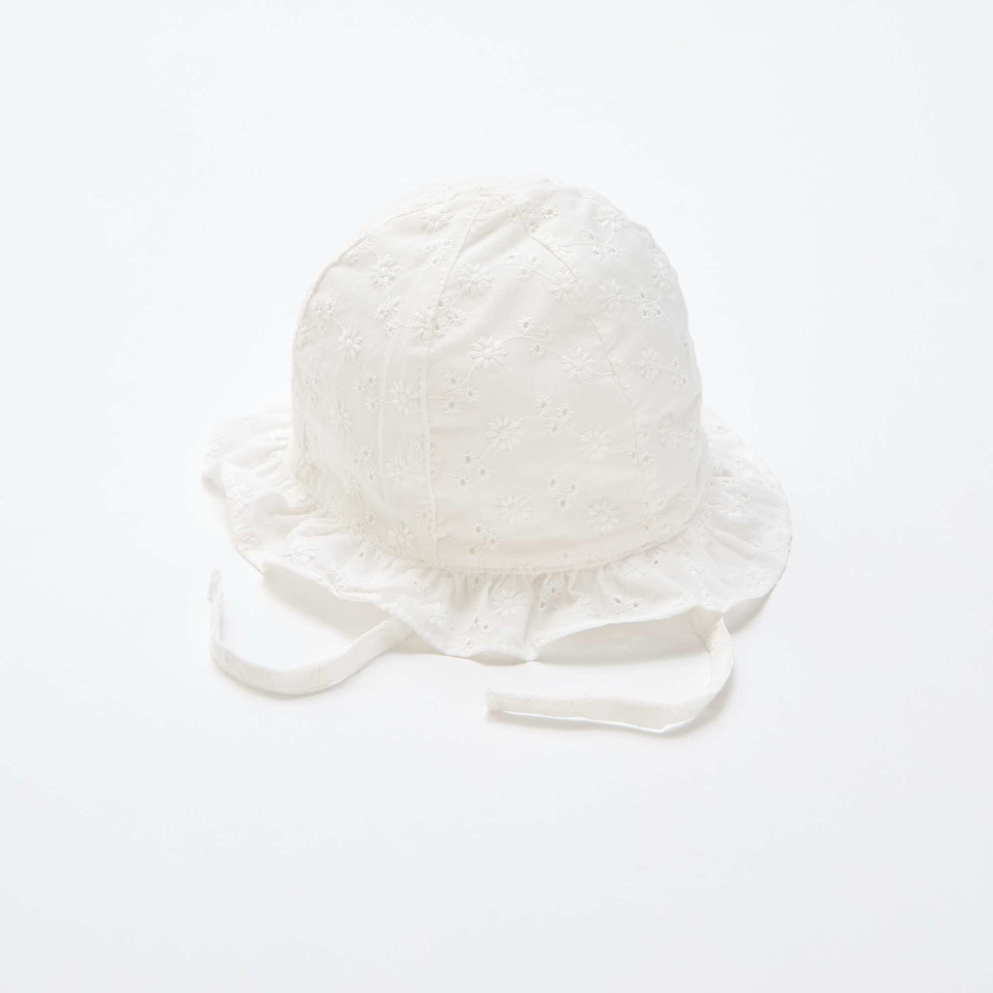 Broderie Anglaise Tie-Up Bucket Hat WHITE