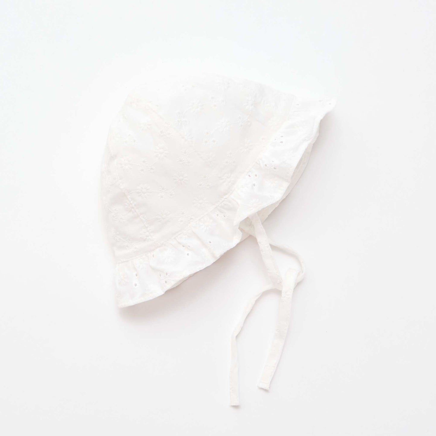 Broderie Anglaise Tie-Up Bucket Hat WHITE