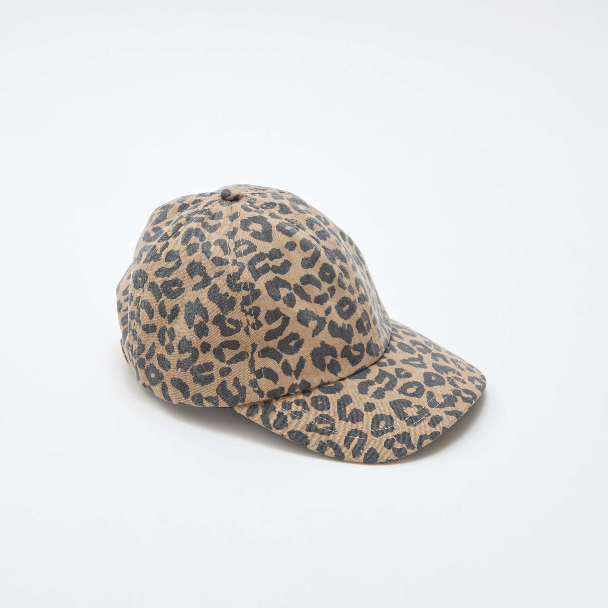 Leopard Print Fabric Cap BROWN