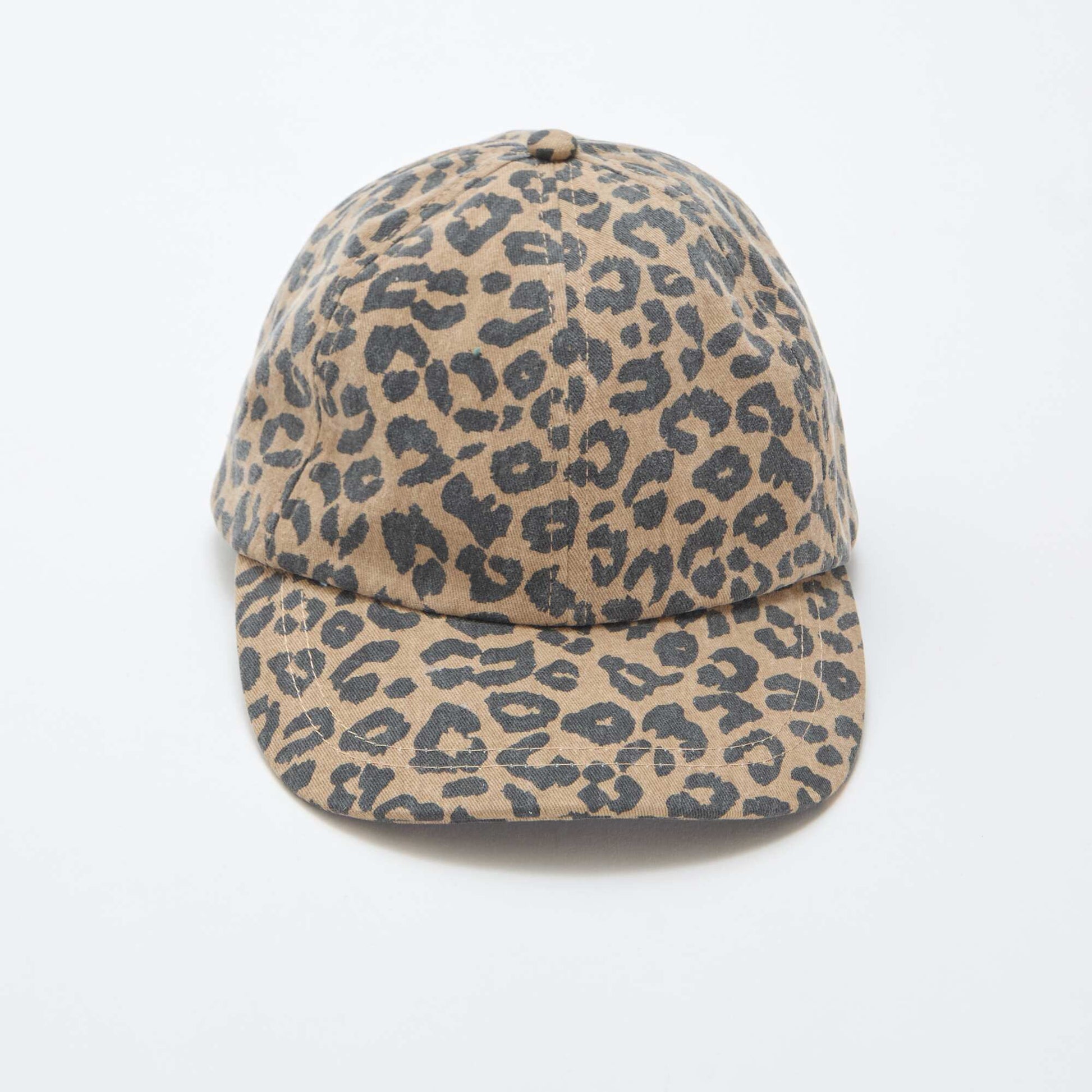 Leopard Print Fabric Cap BROWN