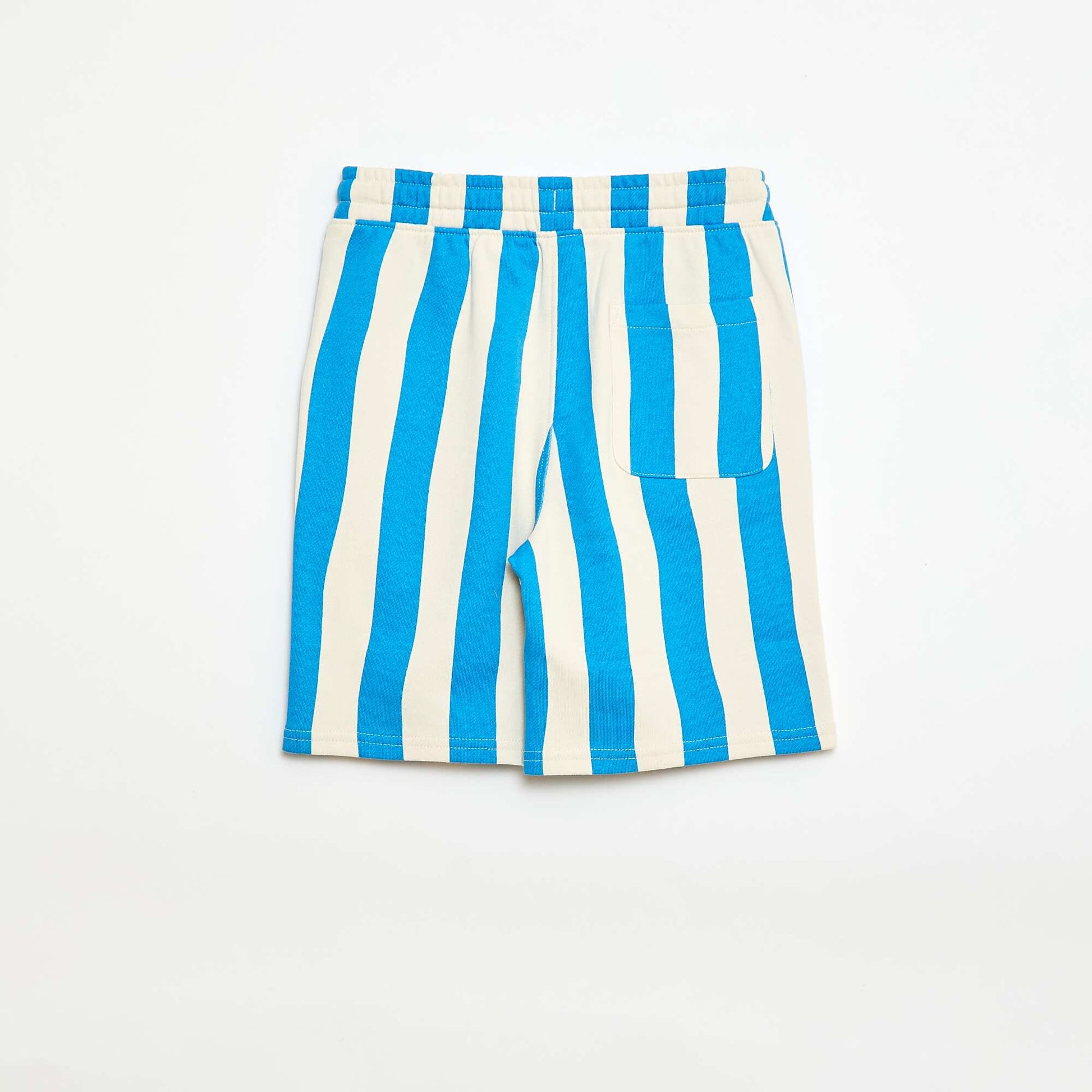 Patterned Fleece Bermuda Shorts with 2 Pockets BLUE