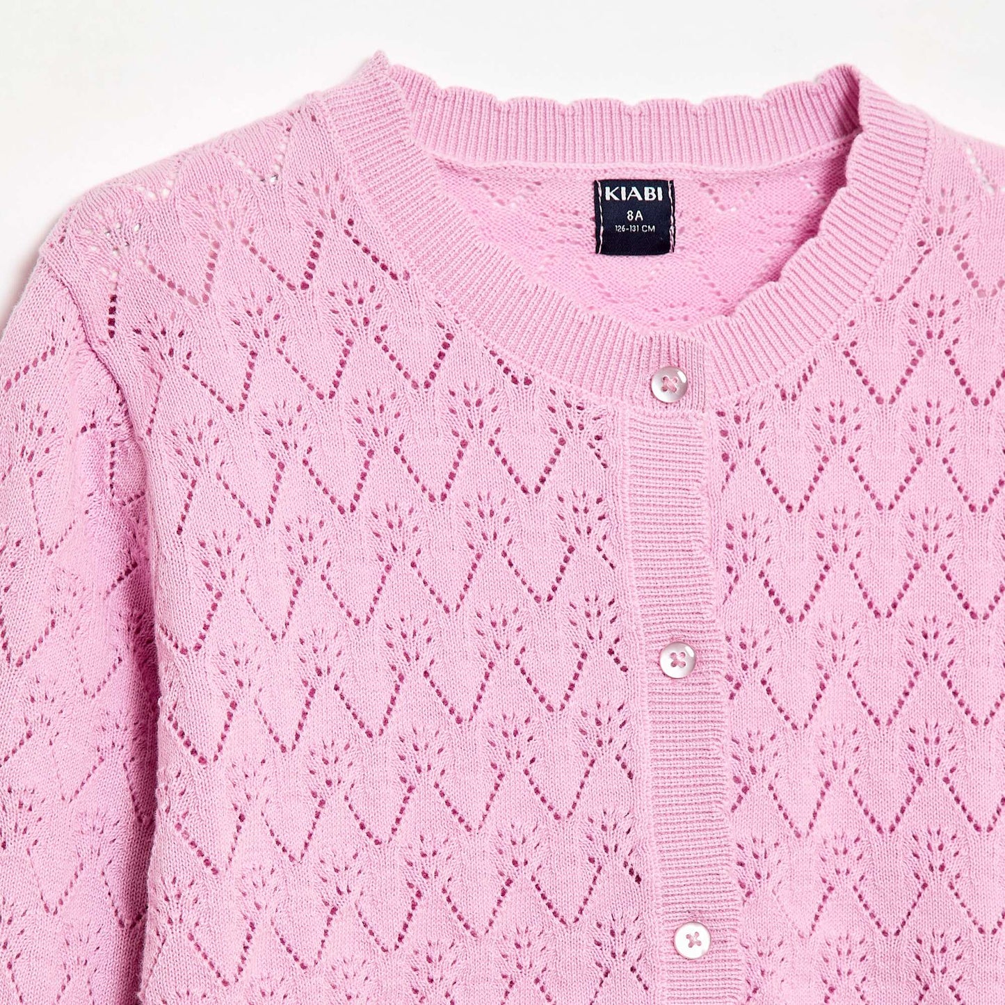 Fancy Openwork Knit Cardigan PINK