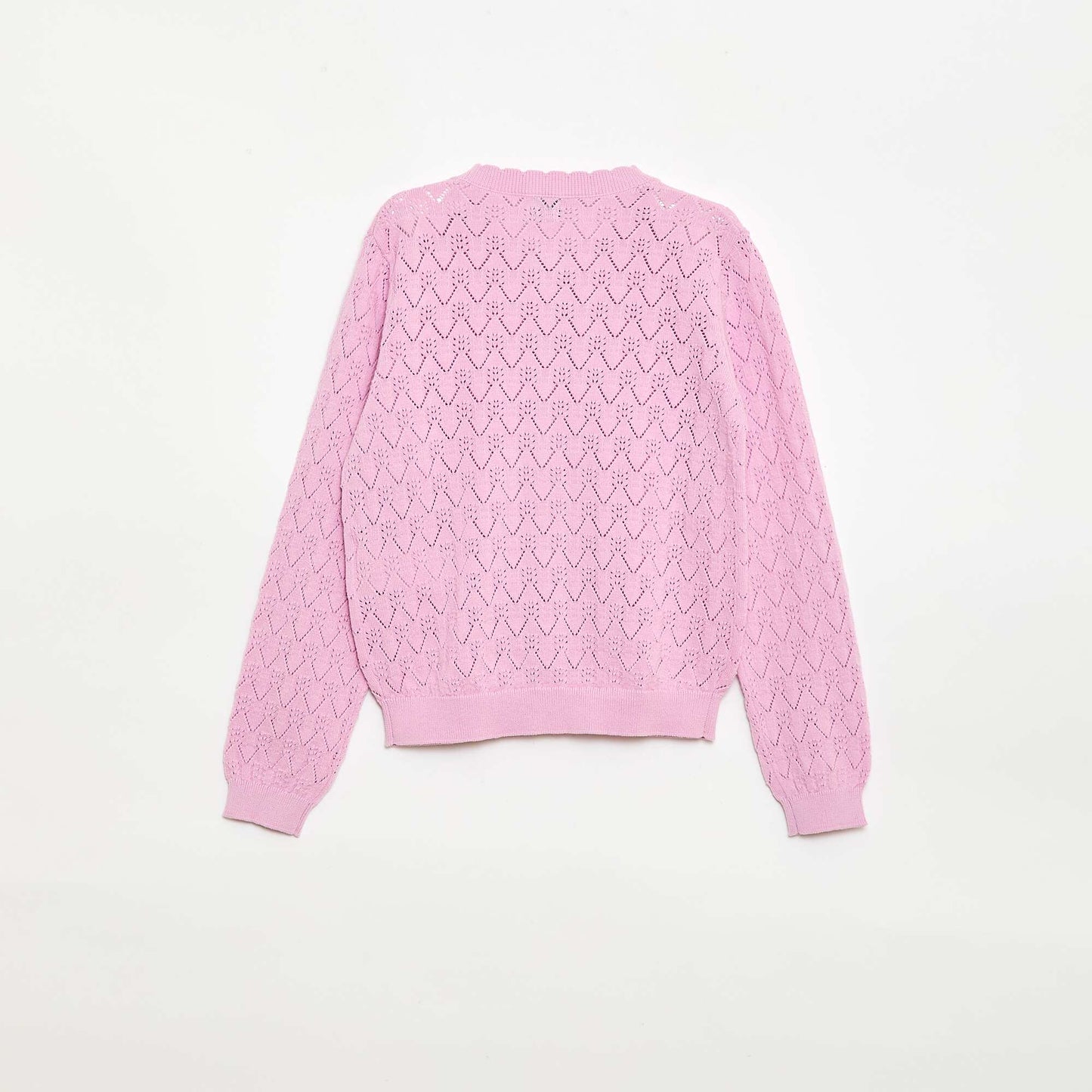 Fancy Openwork Knit Cardigan PINK