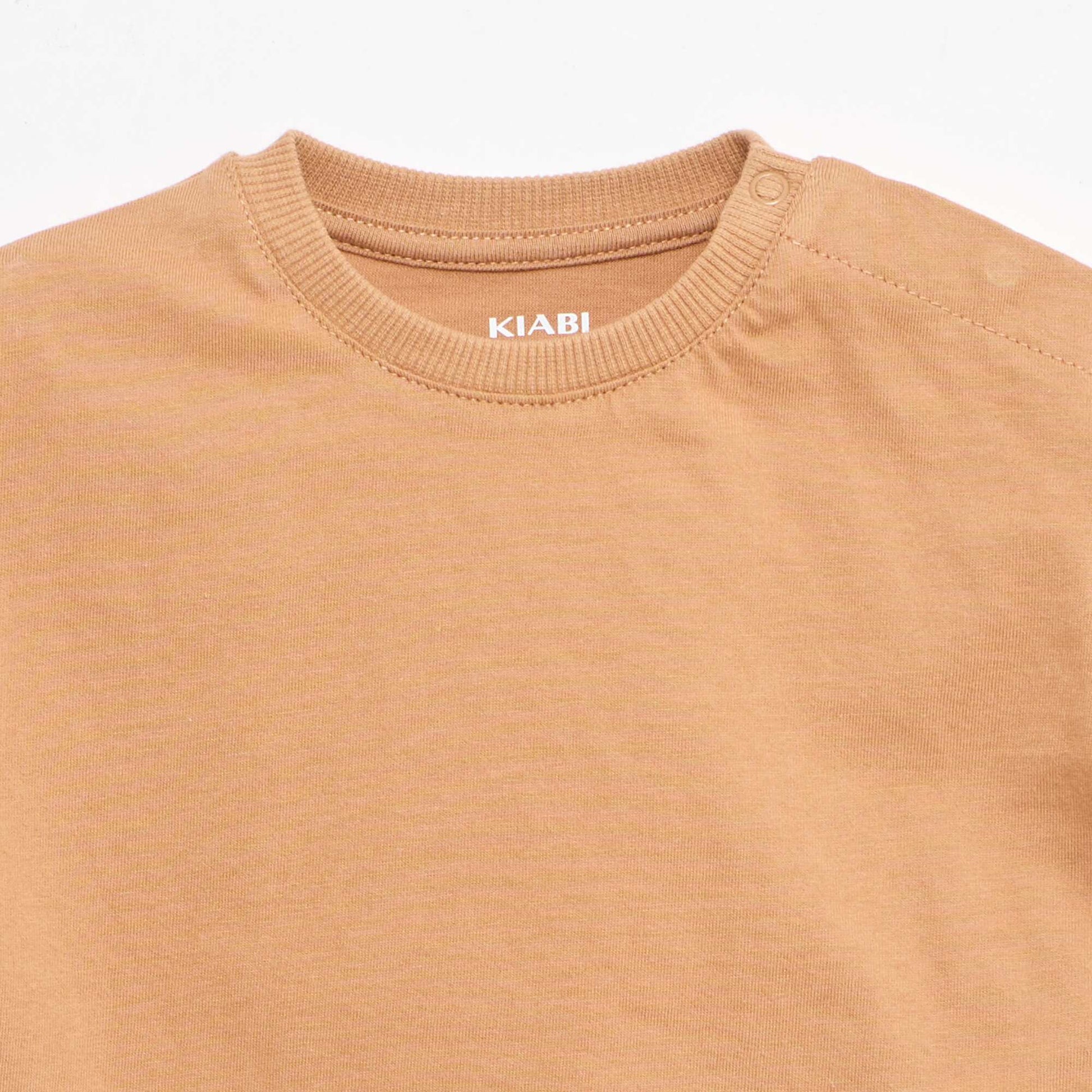 2-piece T-shirt and Dungarees Set BROWN
