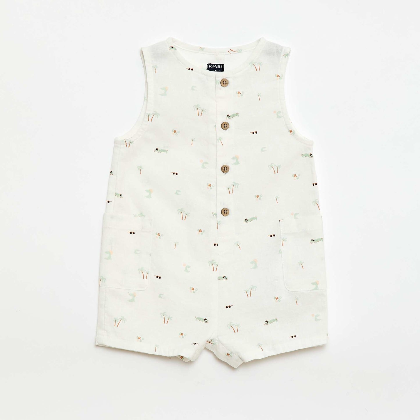 Cotton and linen playsuit WHITE