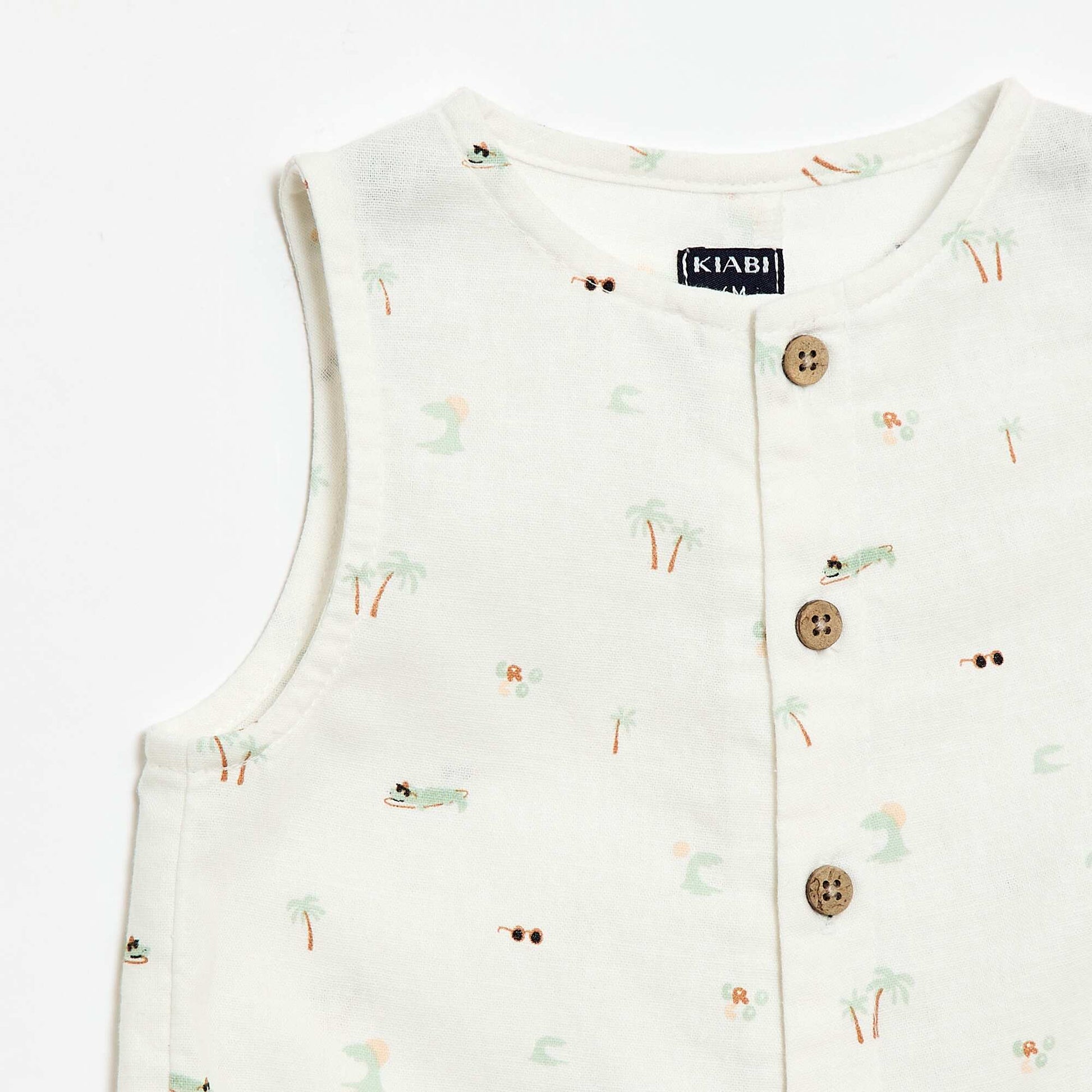 Cotton and linen playsuit WHITE