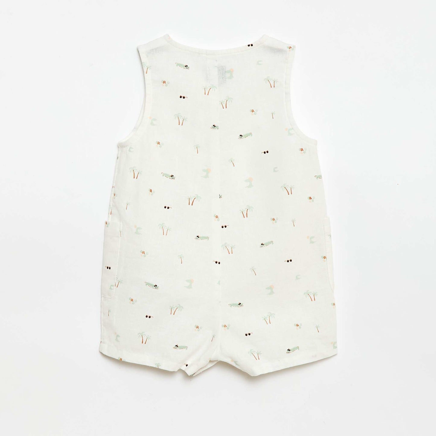 Cotton and linen playsuit WHITE