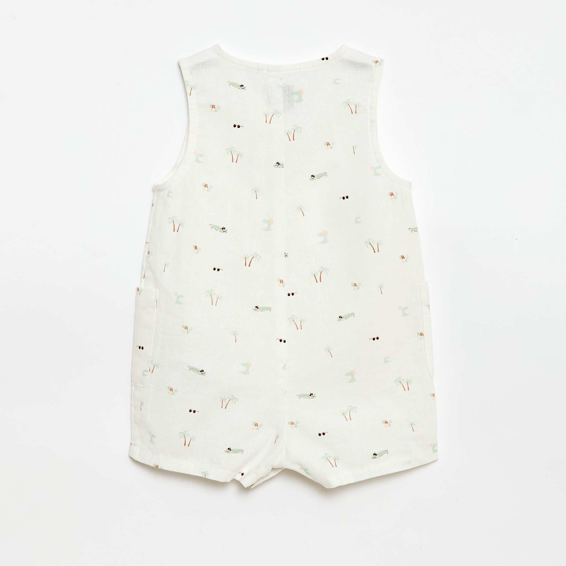 Cotton and linen playsuit WHITE