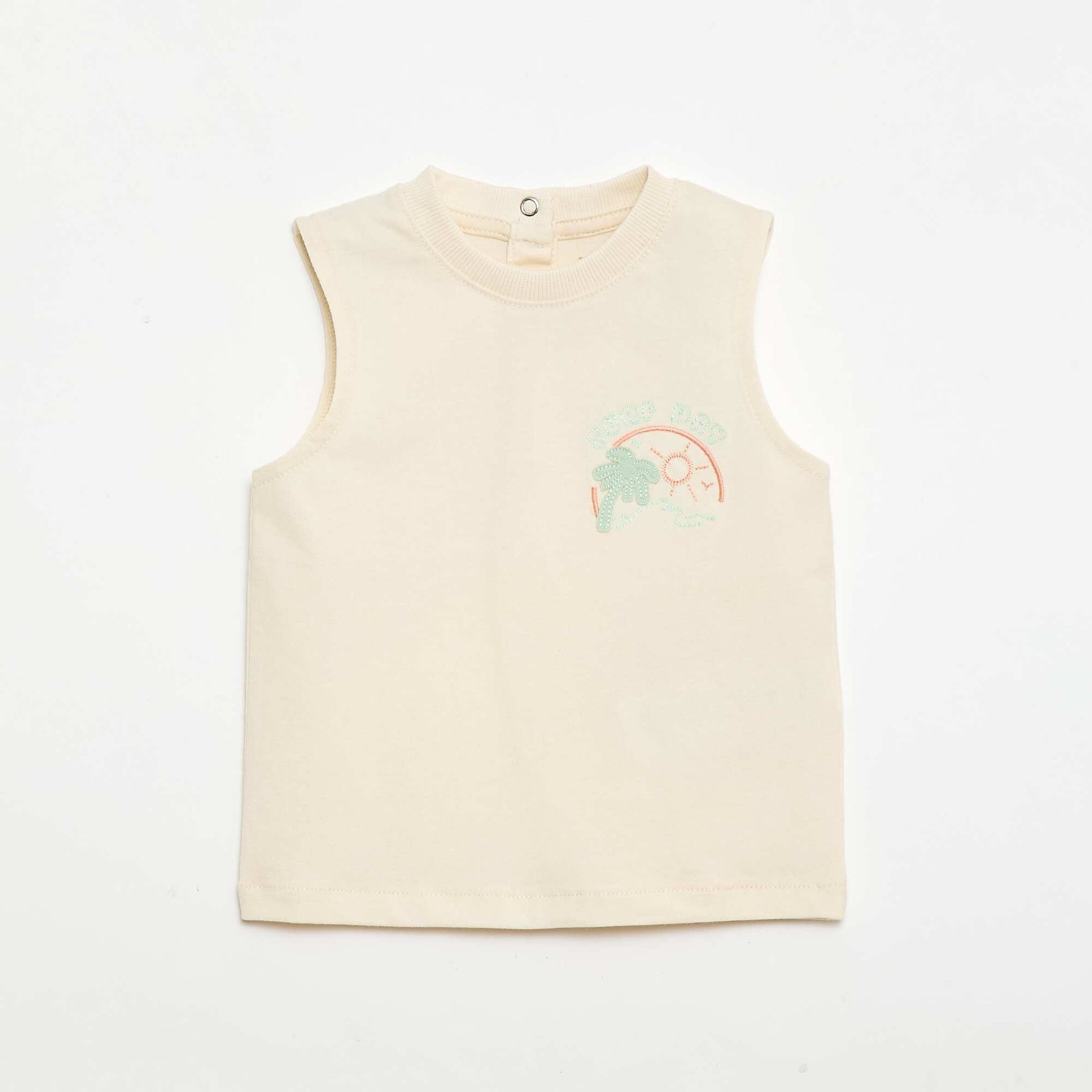 Decorative Embroidered Tank Top WHITE