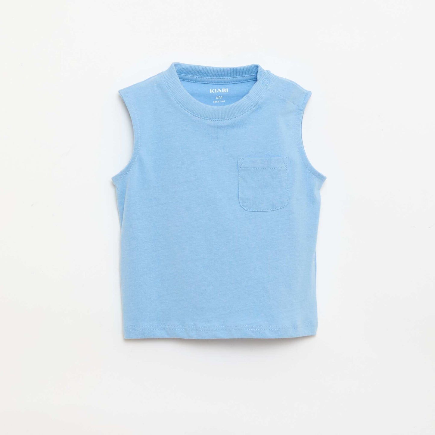 Cotton Jersey Tank Top with Chest Pocket BLUE