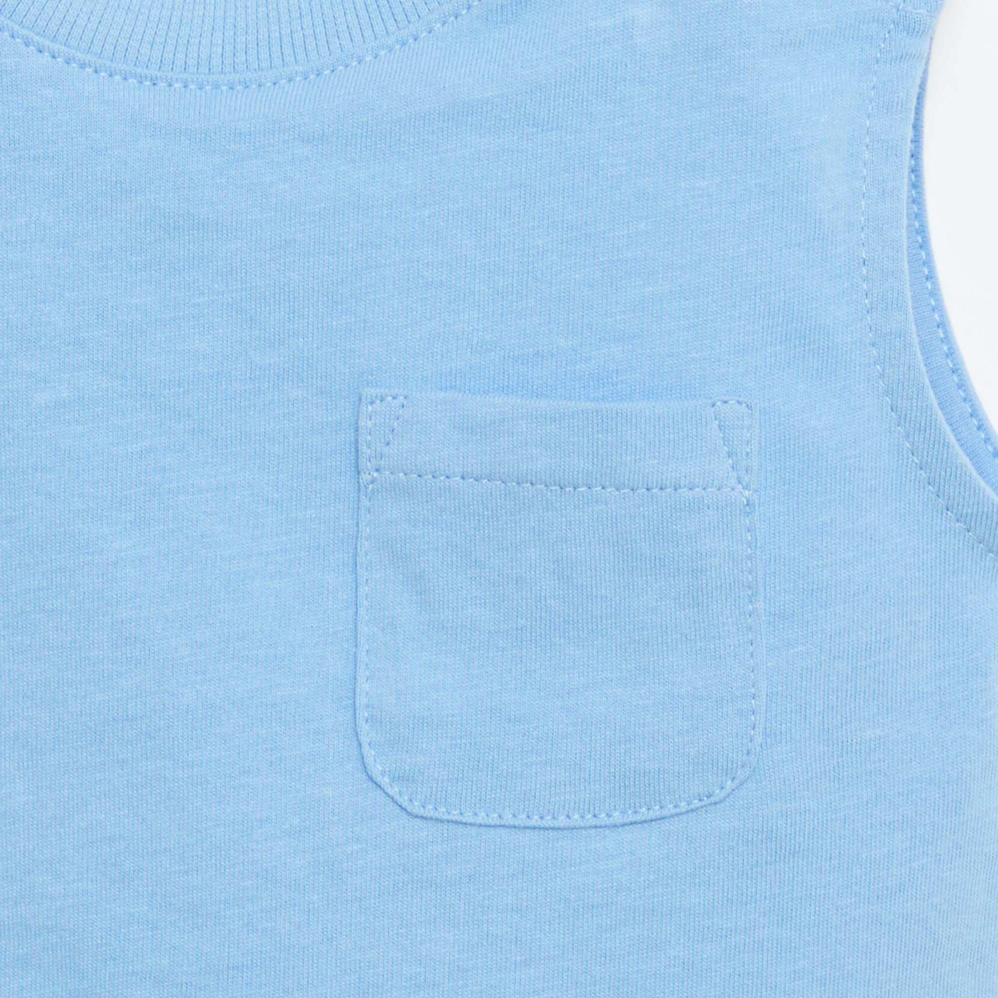 Cotton Jersey Tank Top with Chest Pocket BLUE