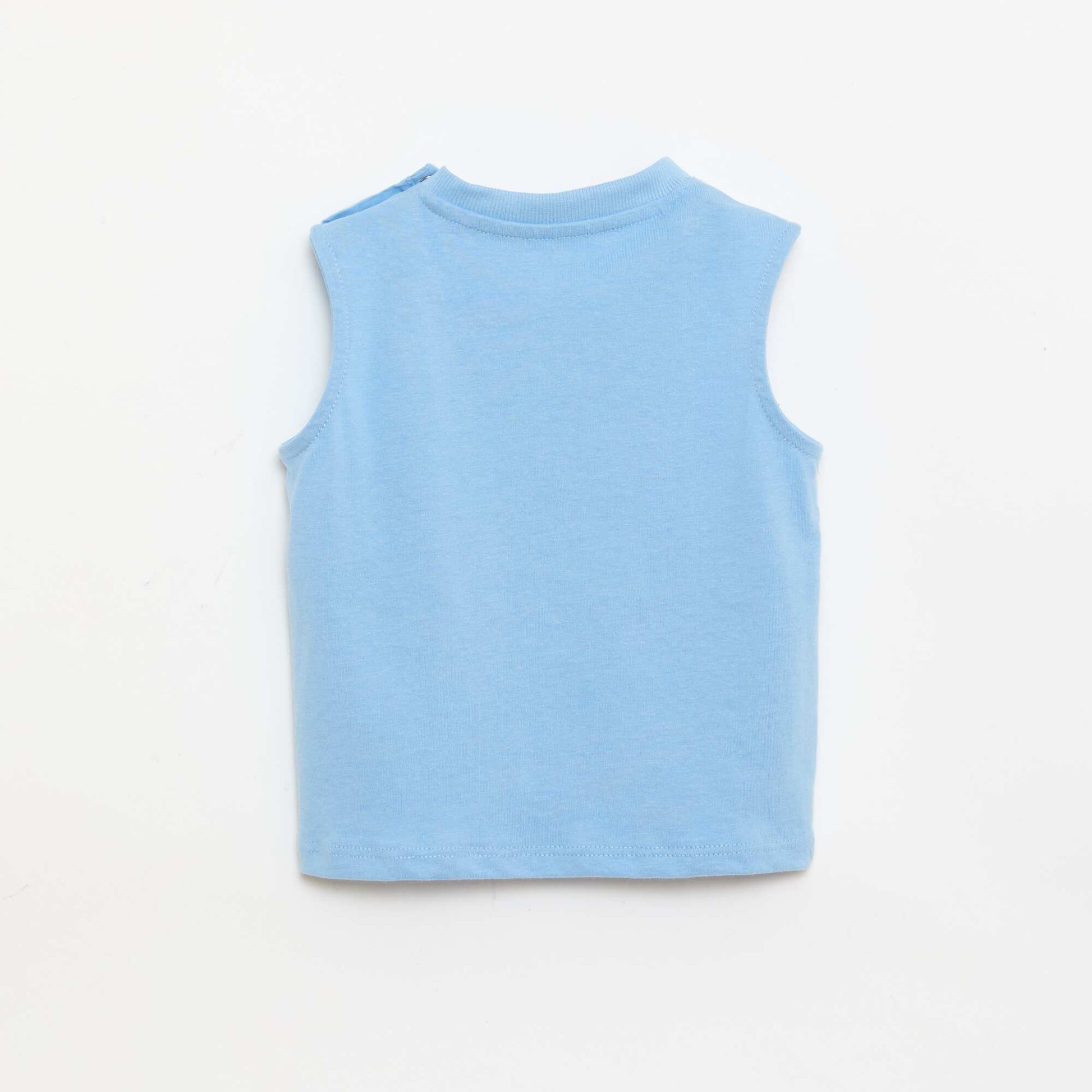 Cotton Jersey Tank Top with Chest Pocket BLUE