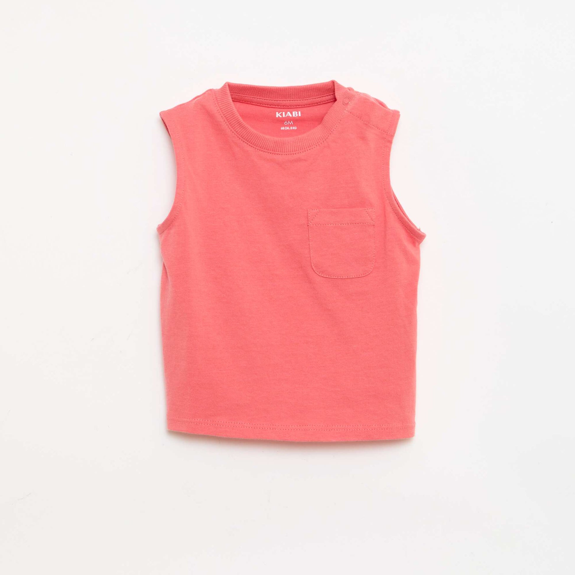 Cotton Jersey Tank Top with Chest Pocket ORANGE