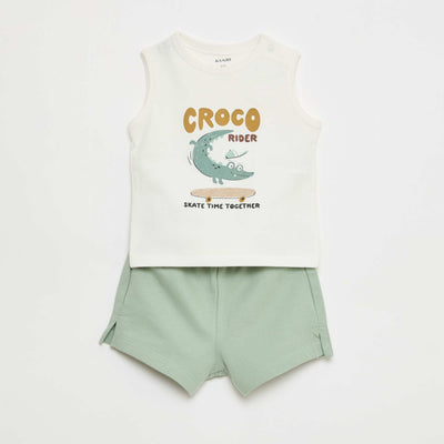 2-Piece Tank Top & Shorts Set WHITE