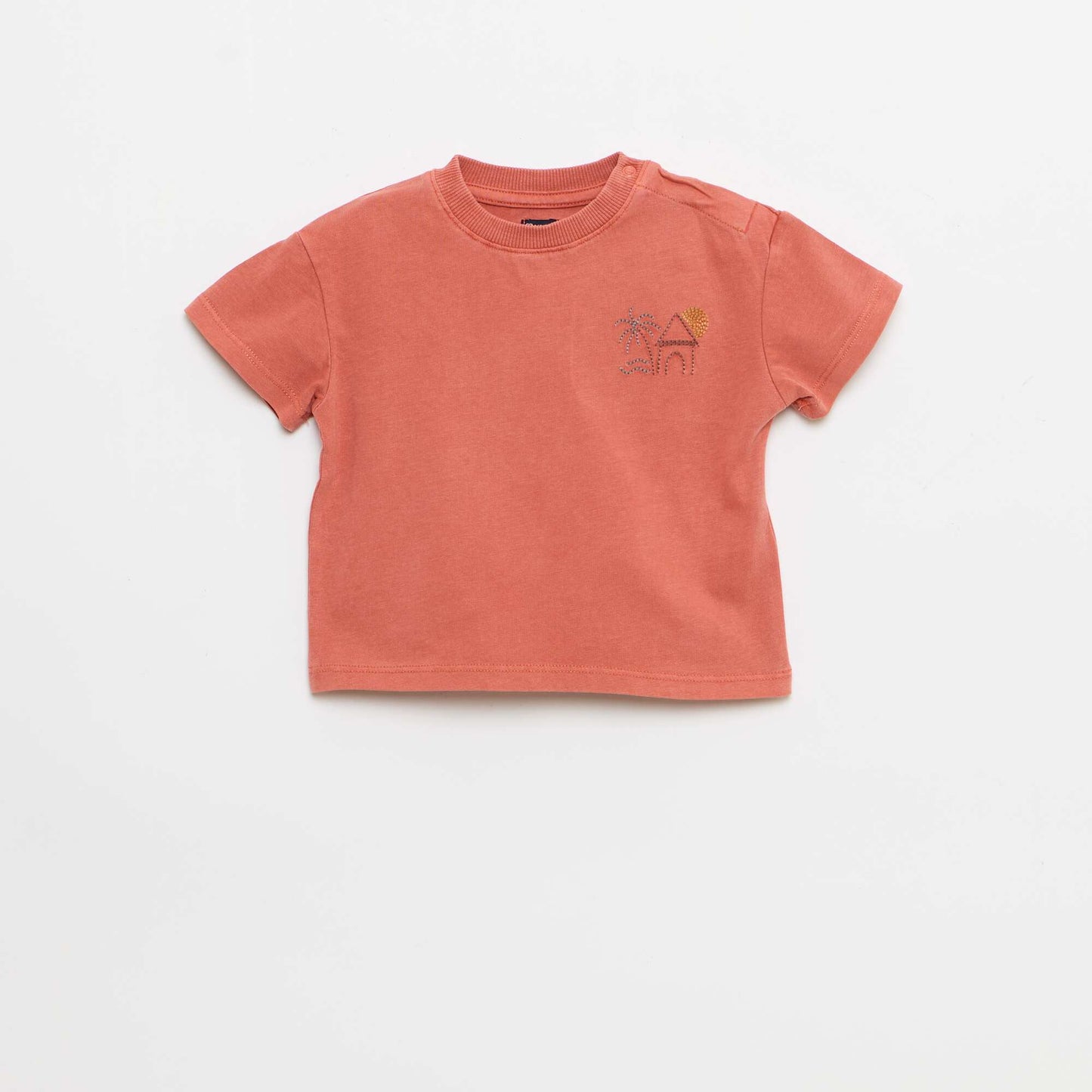 2-Piece Embroidered T-shirt and Shorts Set RED