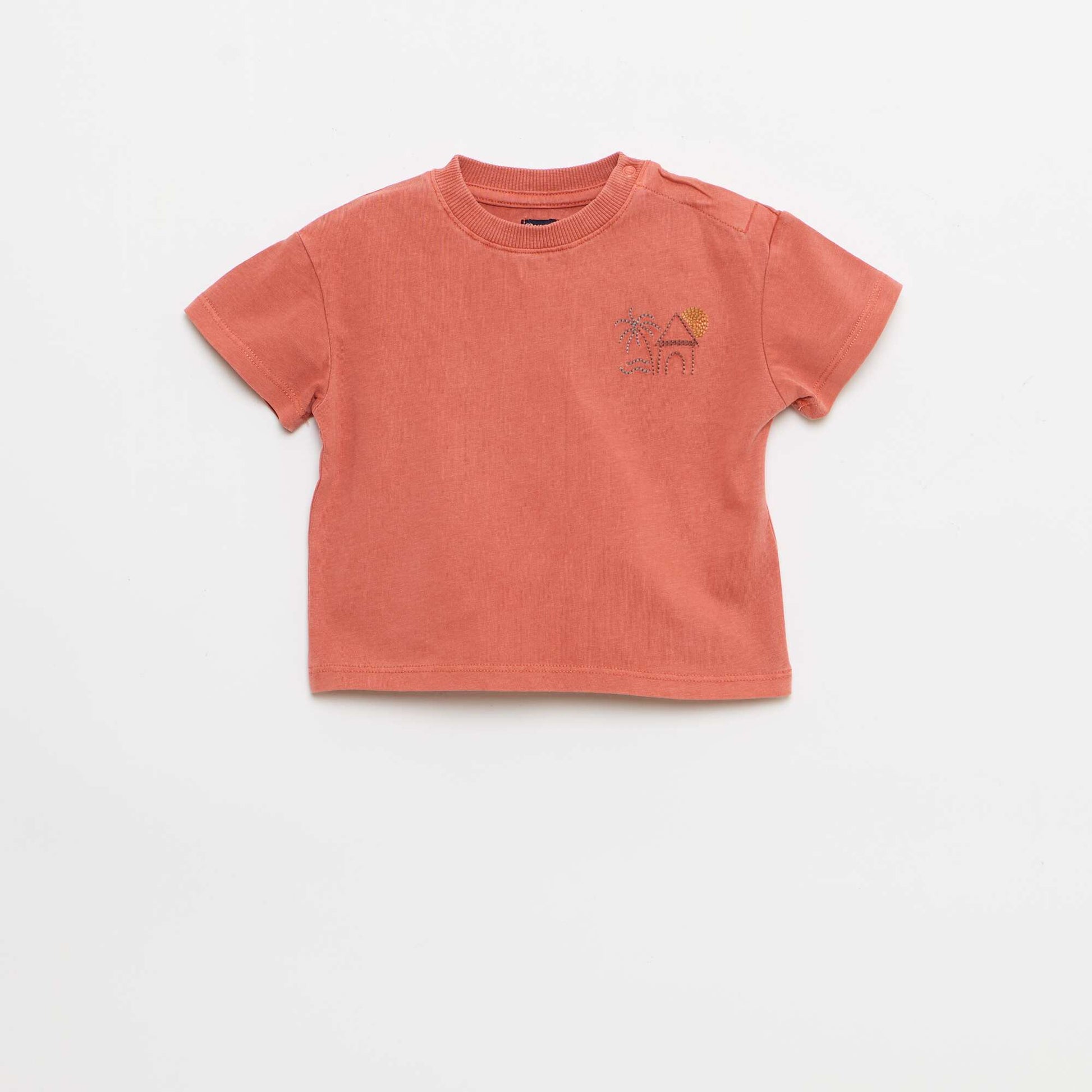 2-Piece Embroidered T-shirt and Shorts Set RED