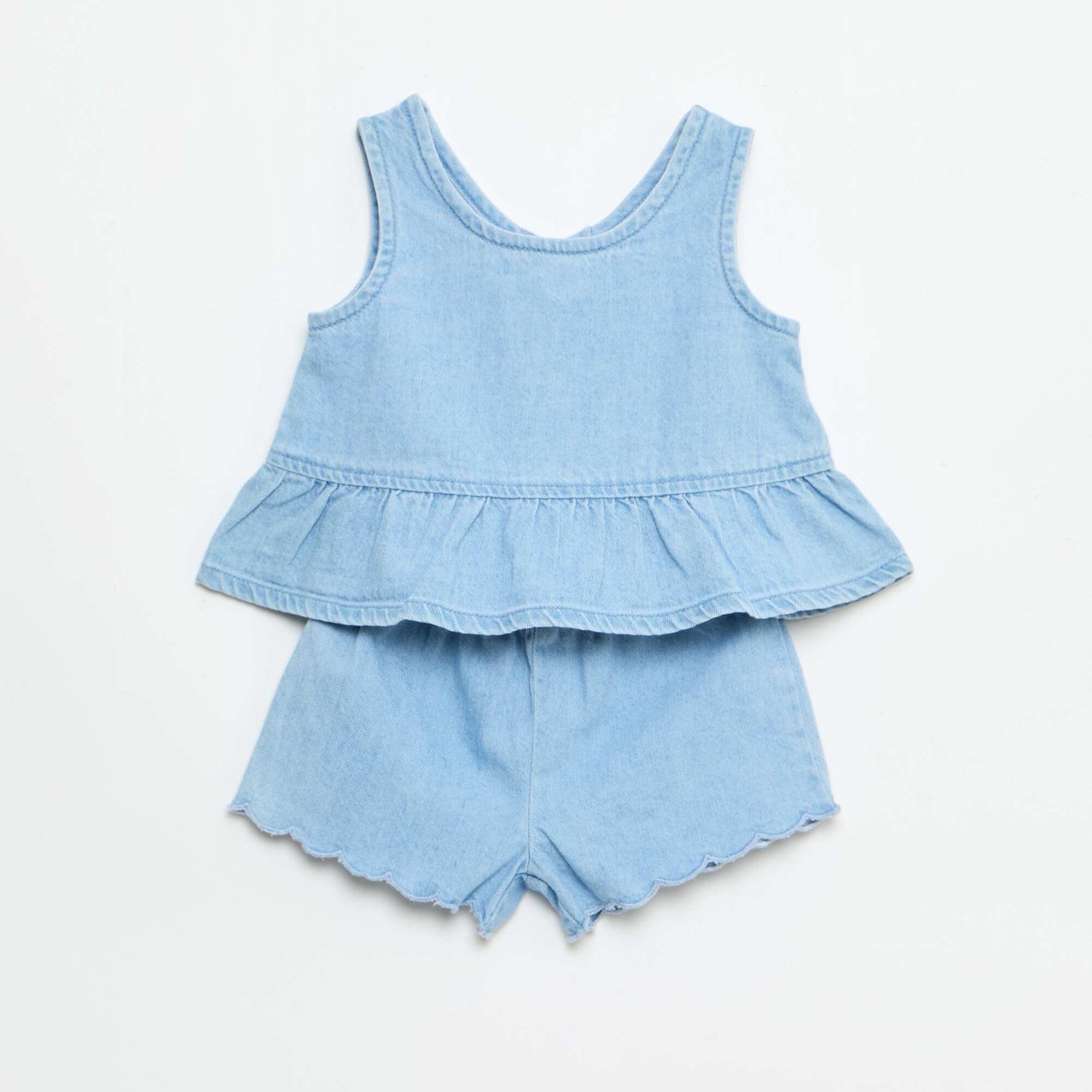 Denim shorts and T-shirt 2-piece set BLUE