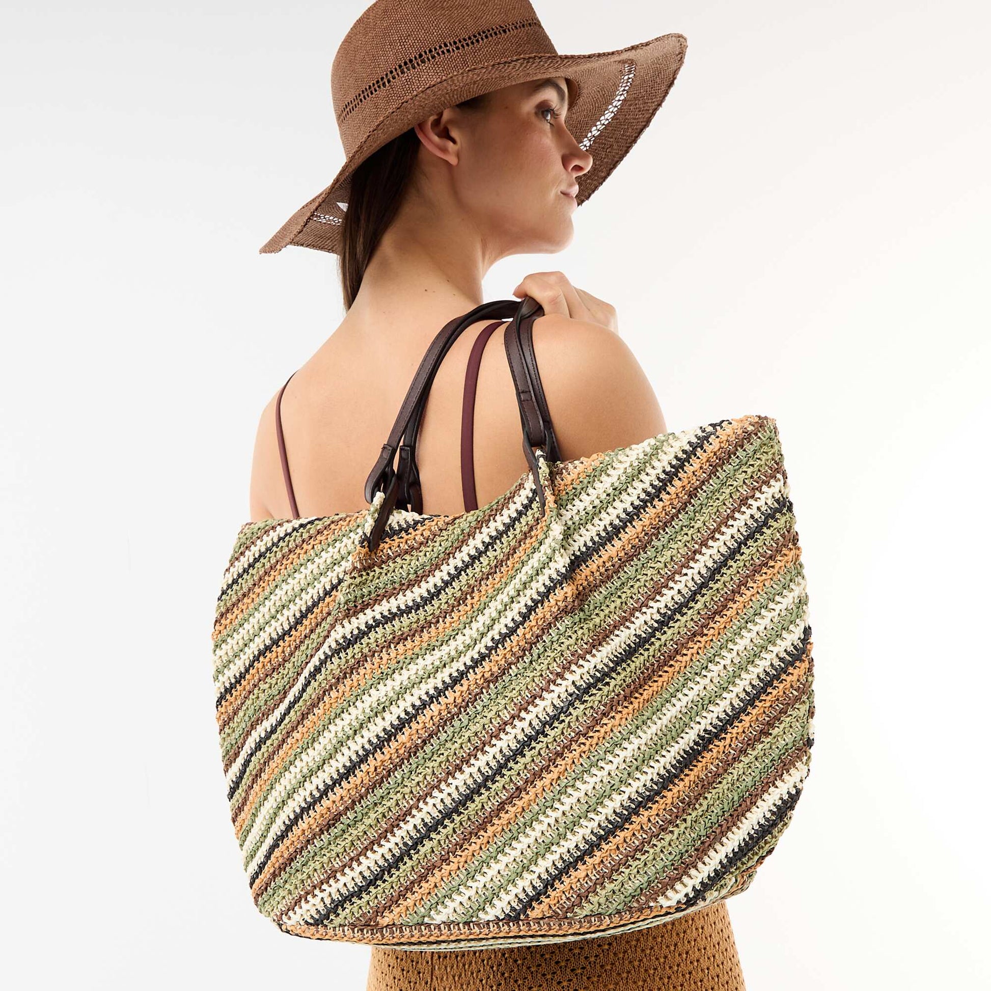Straw tote bag GREEN