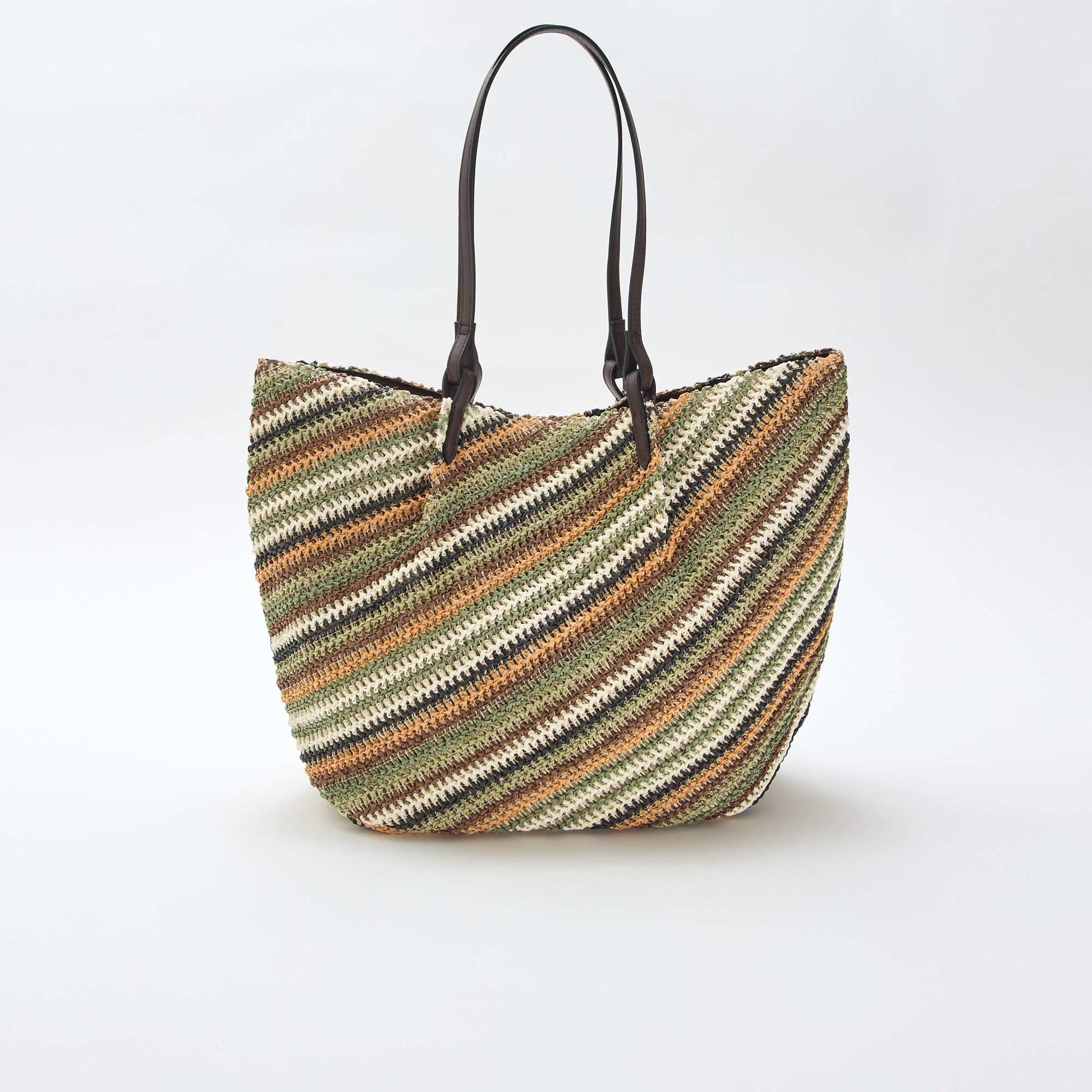 Straw tote bag GREEN