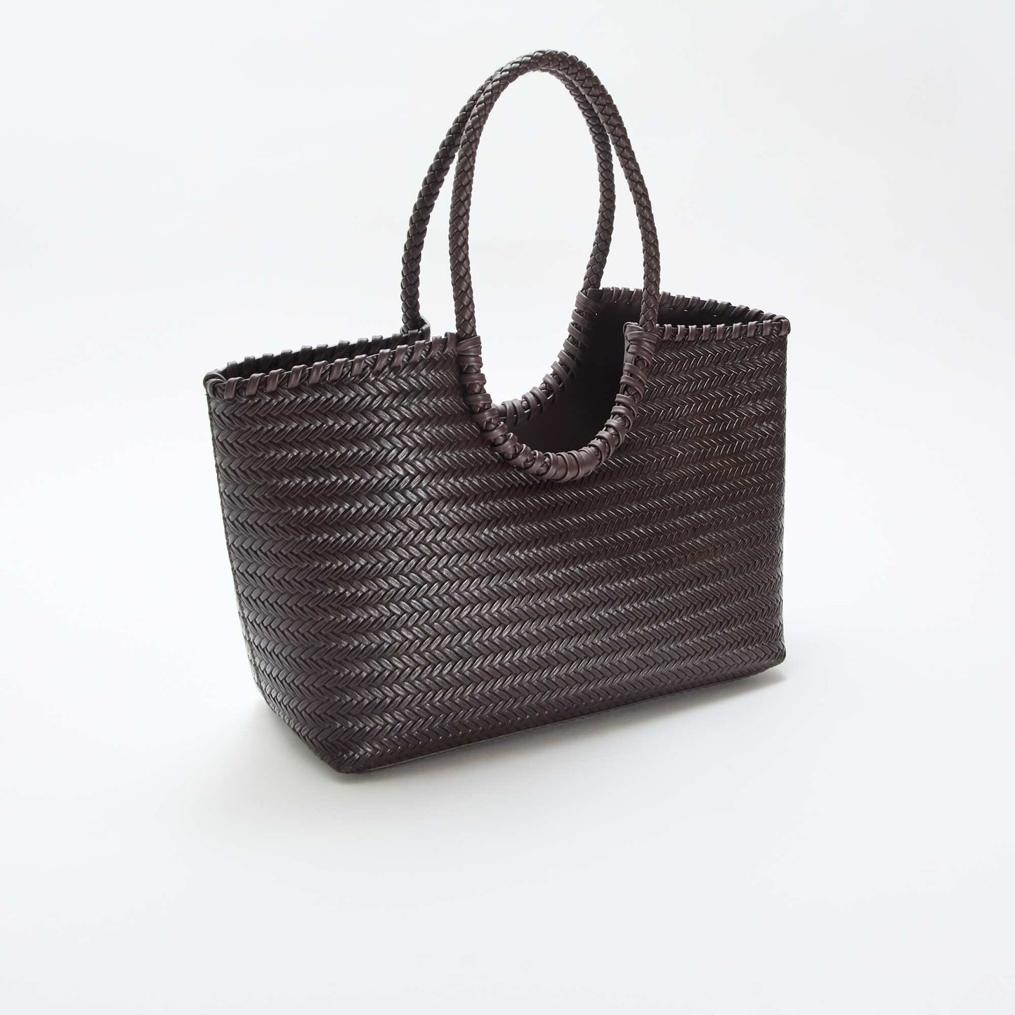 Large Rectangular Woven Tote Bag BROWN