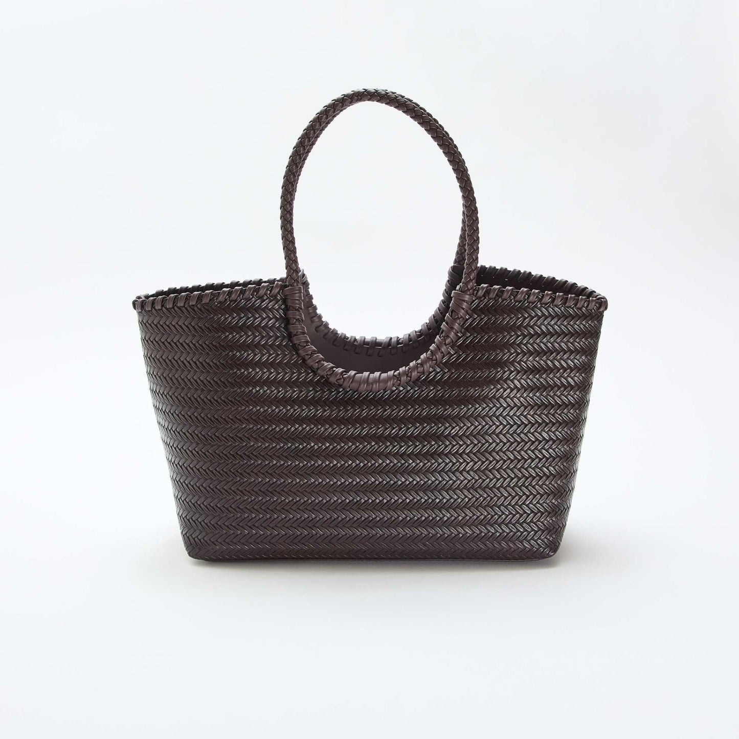 Large Rectangular Woven Tote Bag BROWN