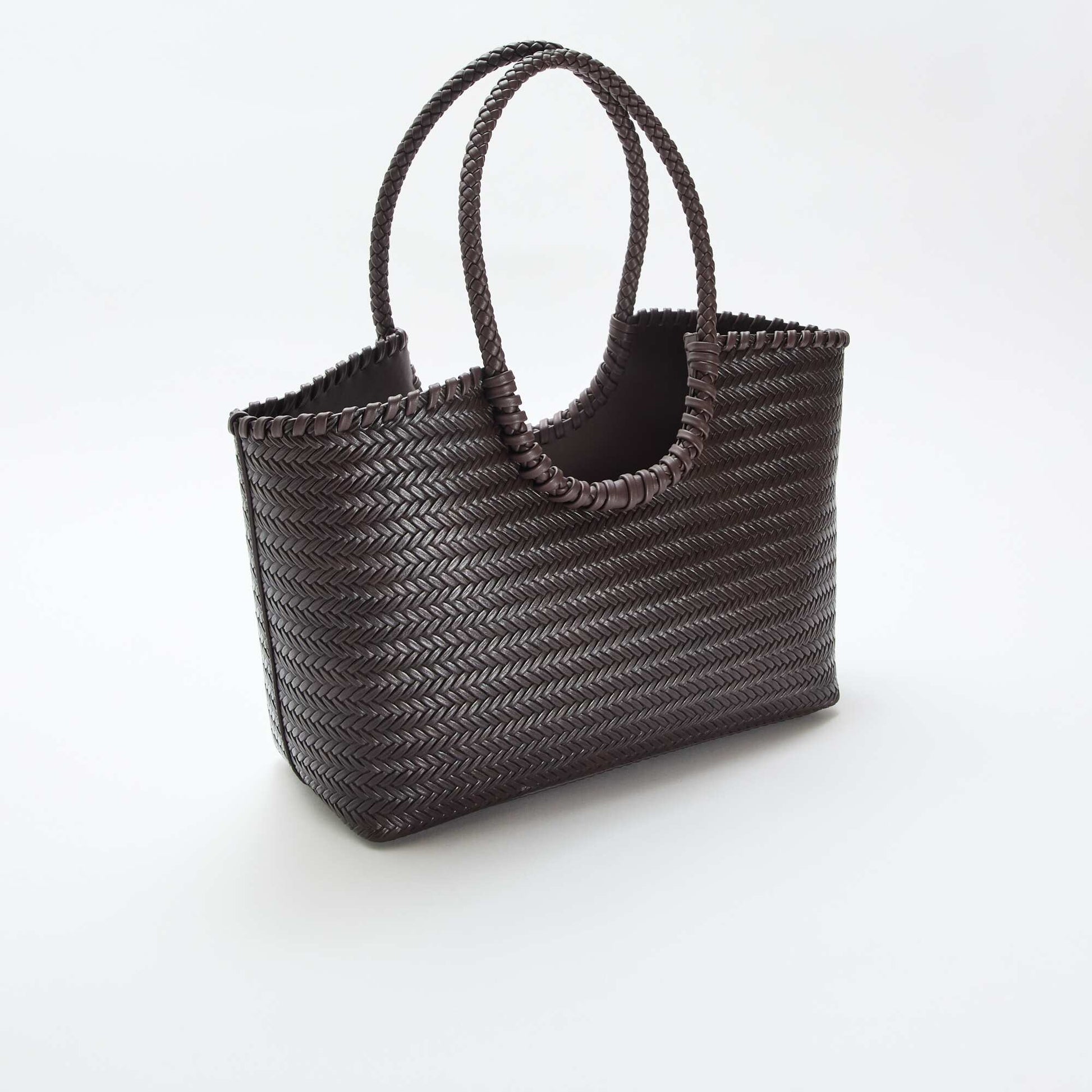 Large Rectangular Woven Tote Bag BROWN