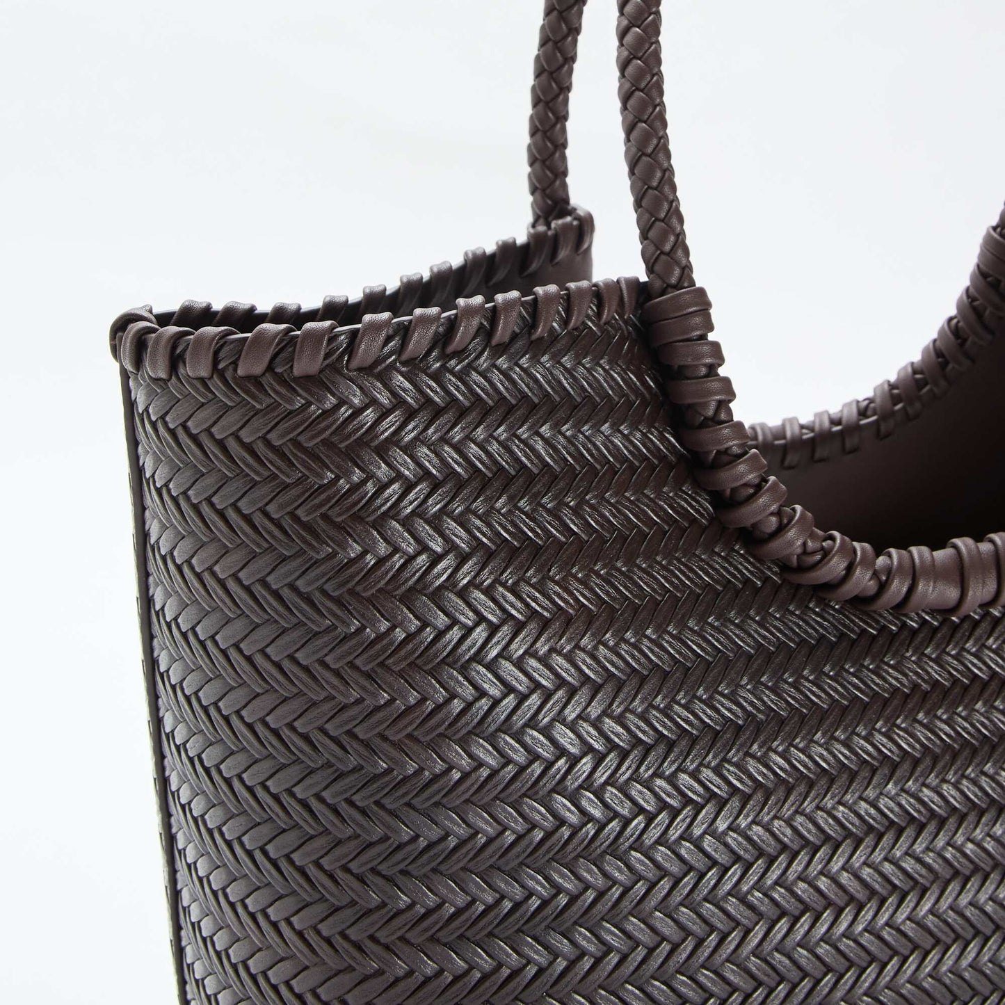 Large Rectangular Woven Tote Bag BROWN