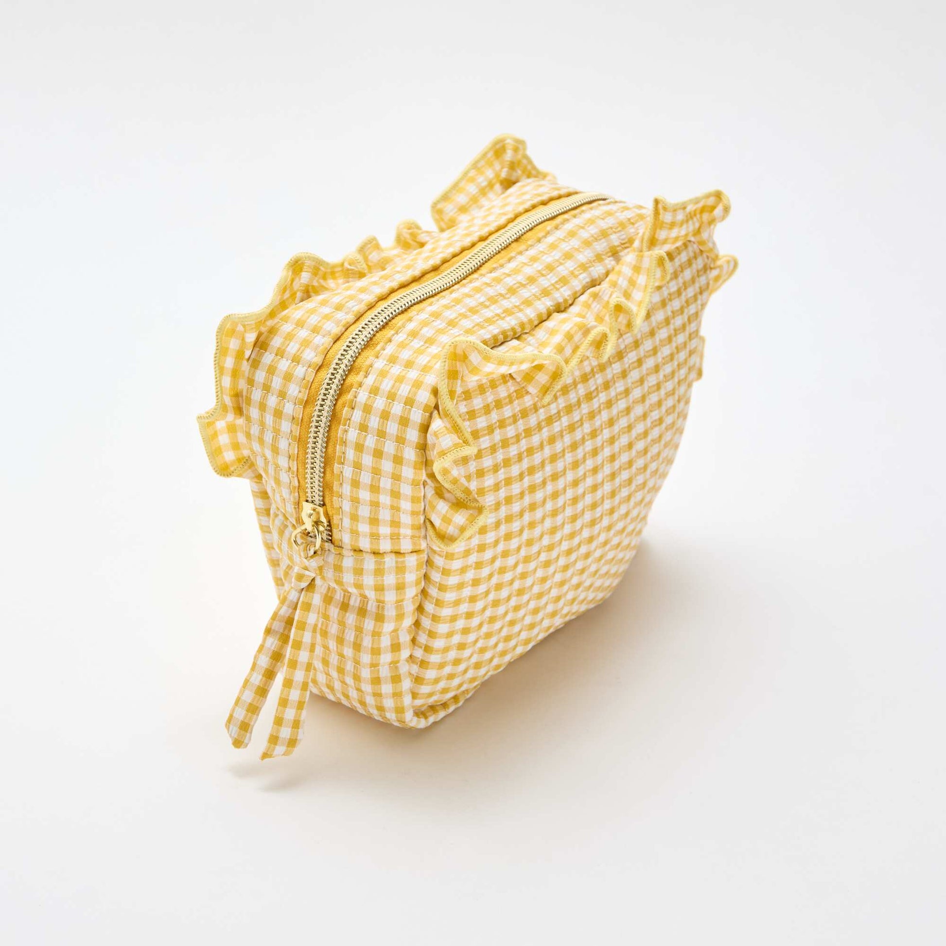 Gingham toiletry bag with ruffles YELLOW