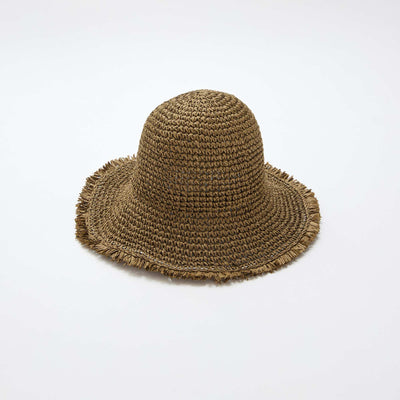 Straw Cloche Hat KHAKI