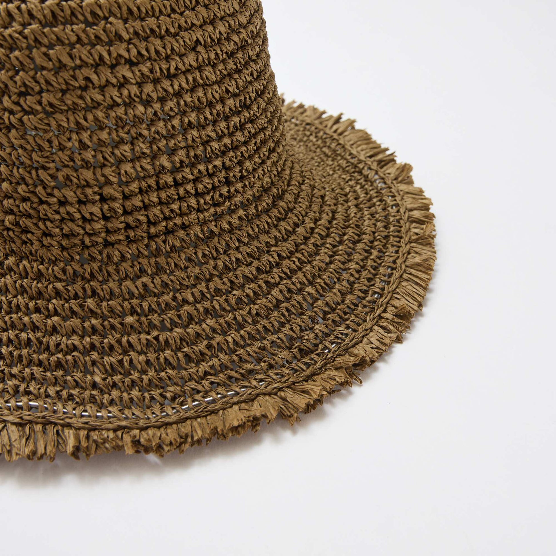 Straw Cloche Hat KHAKI
