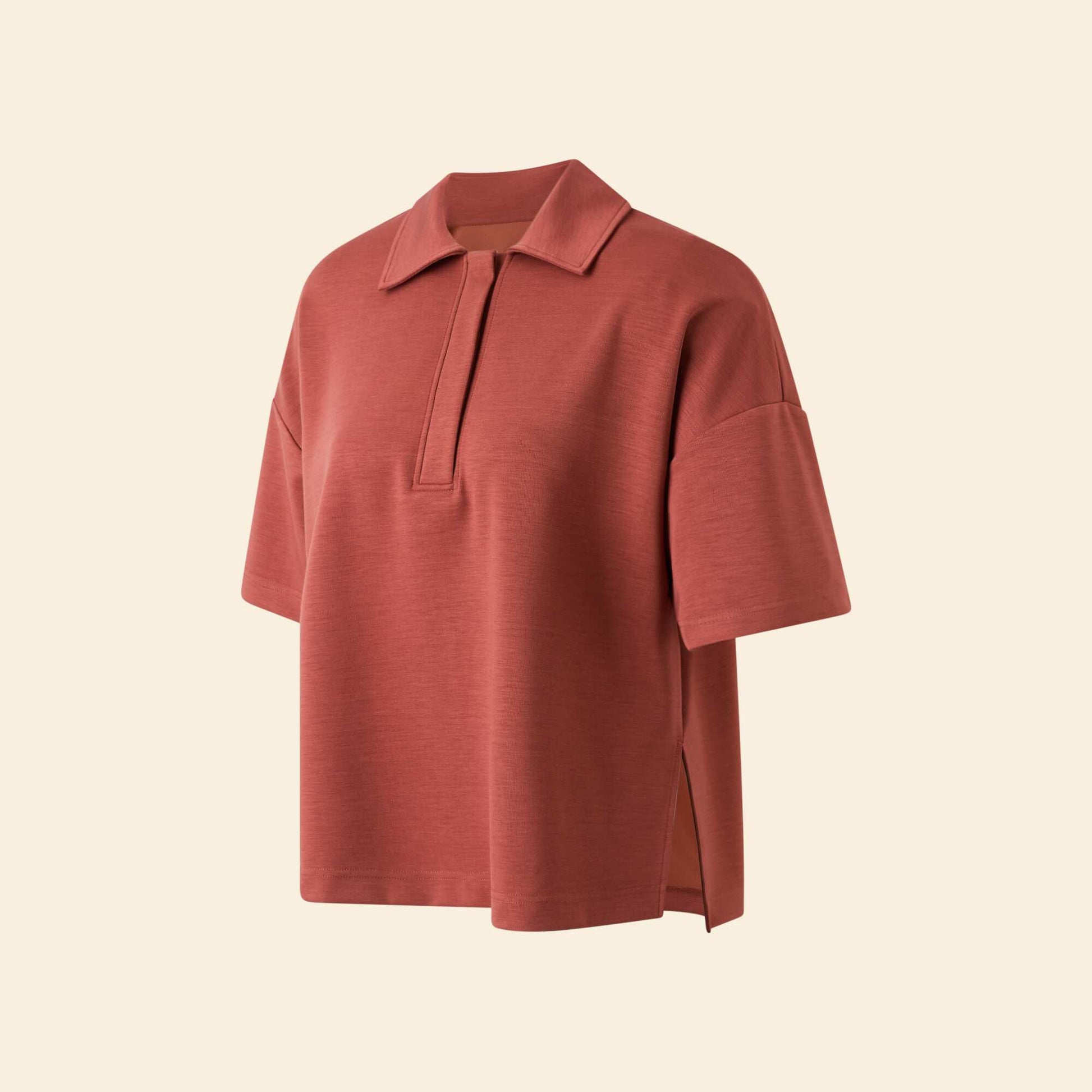 Oversized Sports Polo Shirt BROWN