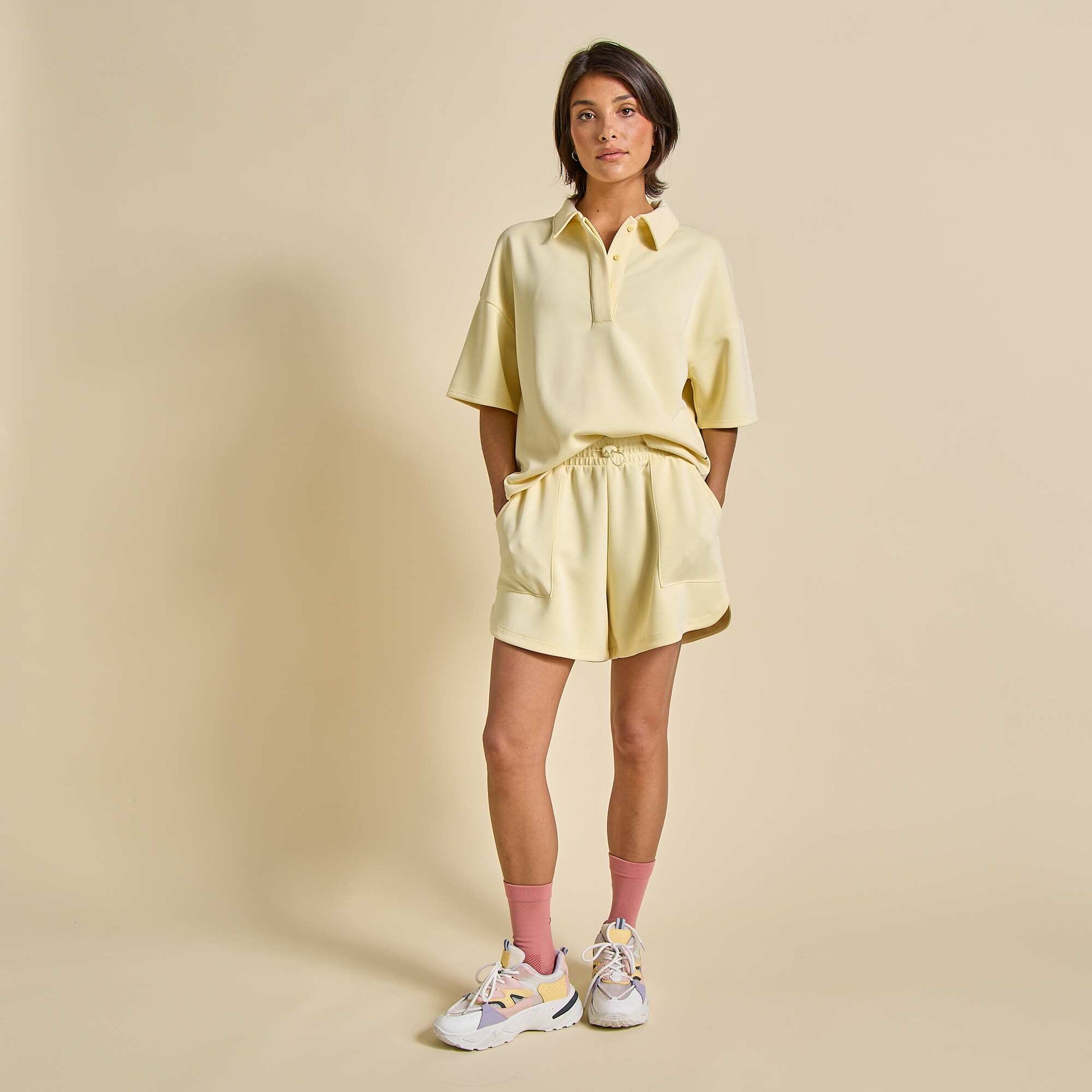 Oversized Sports Polo Shirt YELLOW