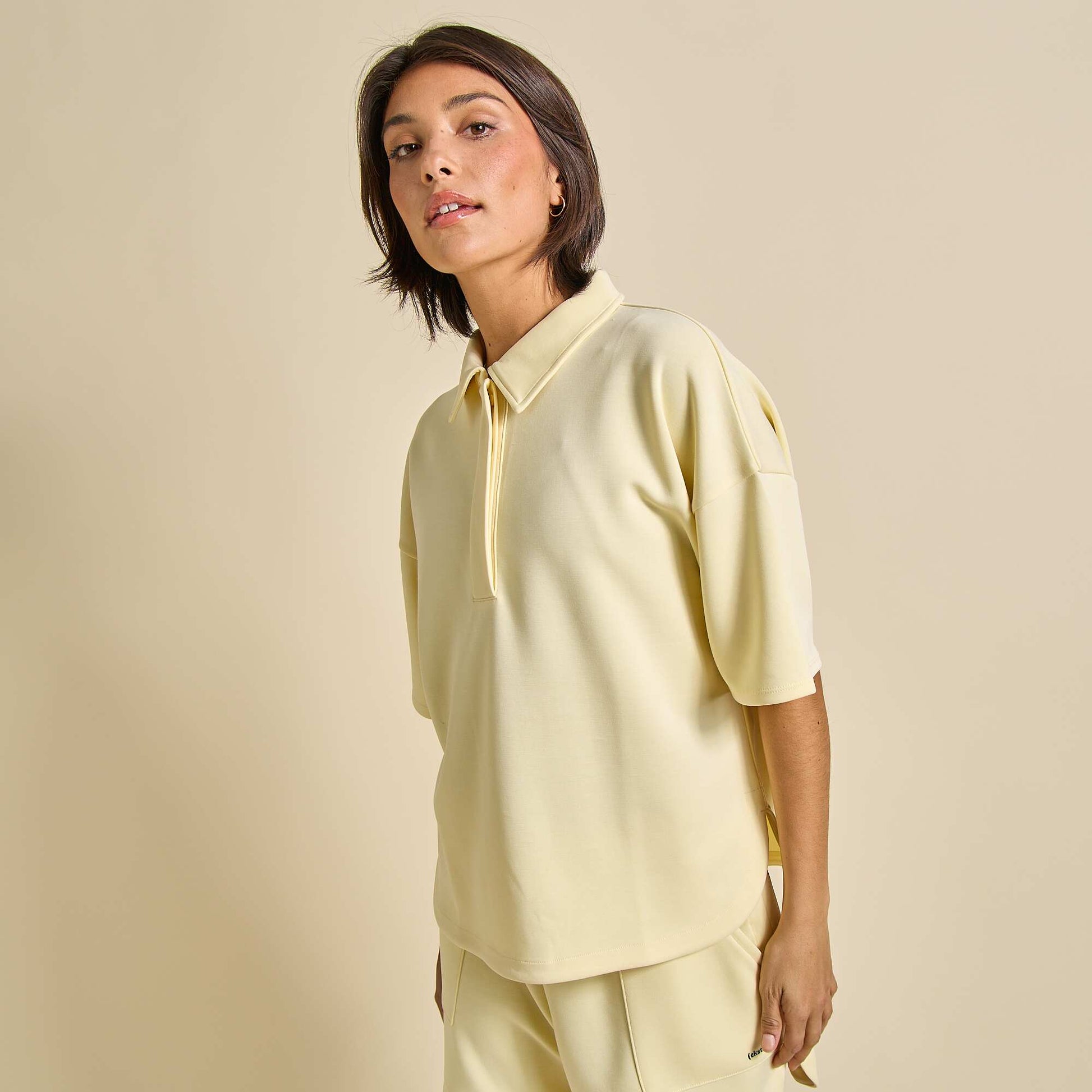 Oversized Sports Polo Shirt YELLOW