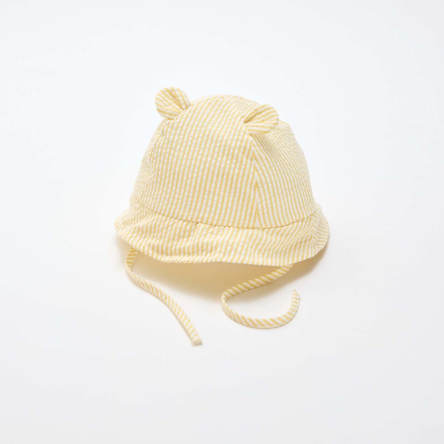 Striped Bucket Hat with Little Ears YELLOW
